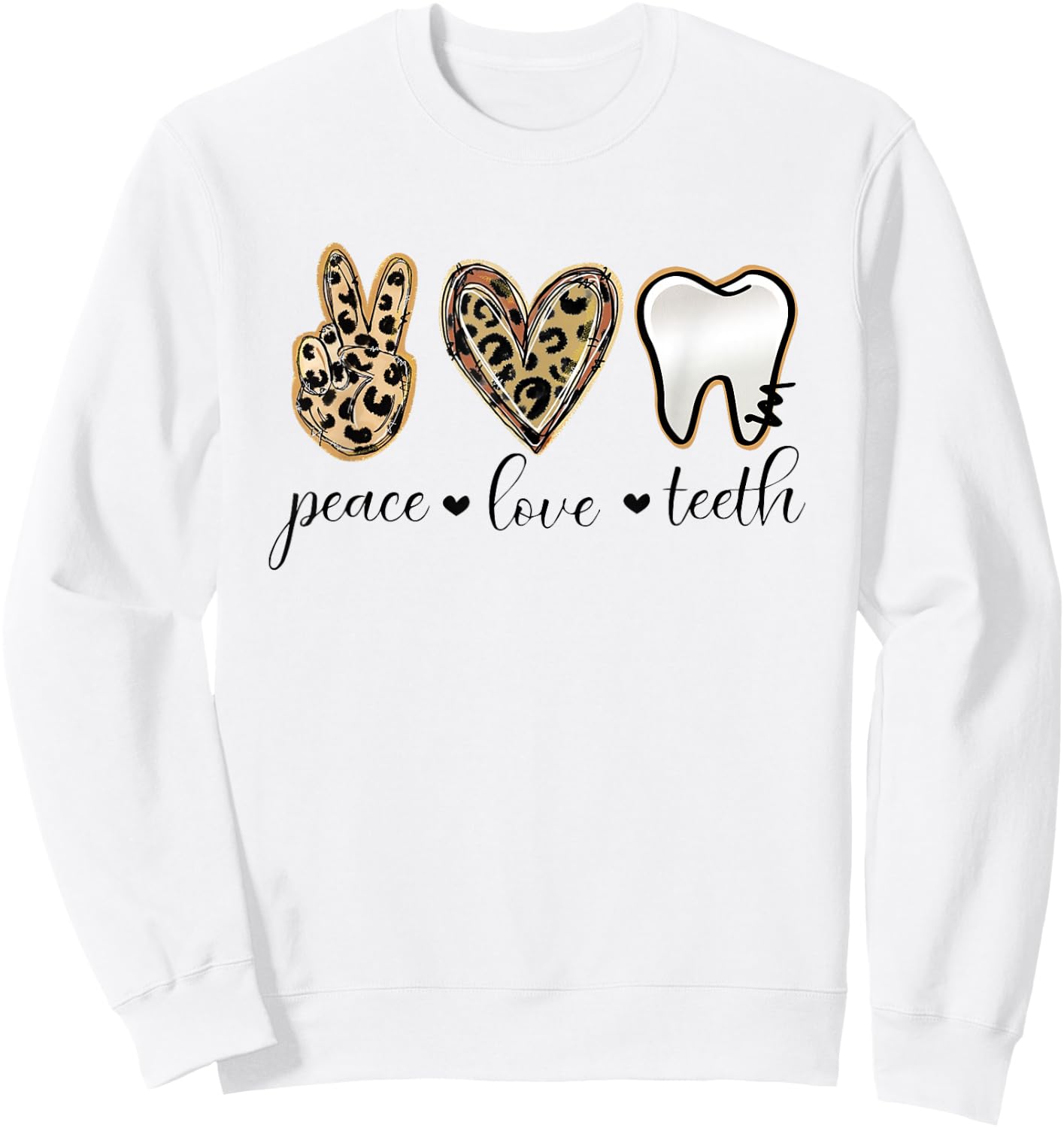 Groovy Peace Love Teeth Zahnhygienikerin oder Zahnarzthelferin Sweatshirt - Sweatshirt | White