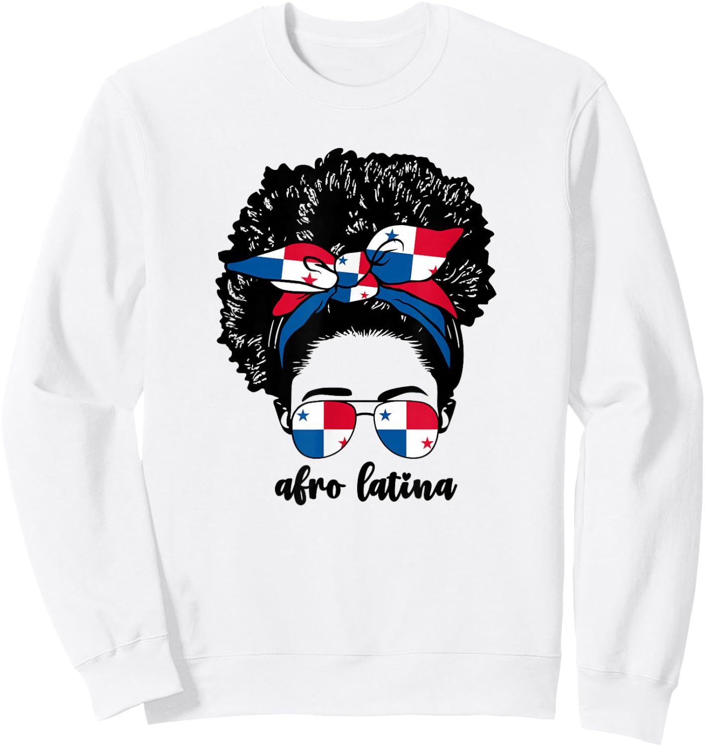 Black Afro Latina Panamanian Girl Women Panama Flag Panameña Sweatshirt - Sweatshirt | White