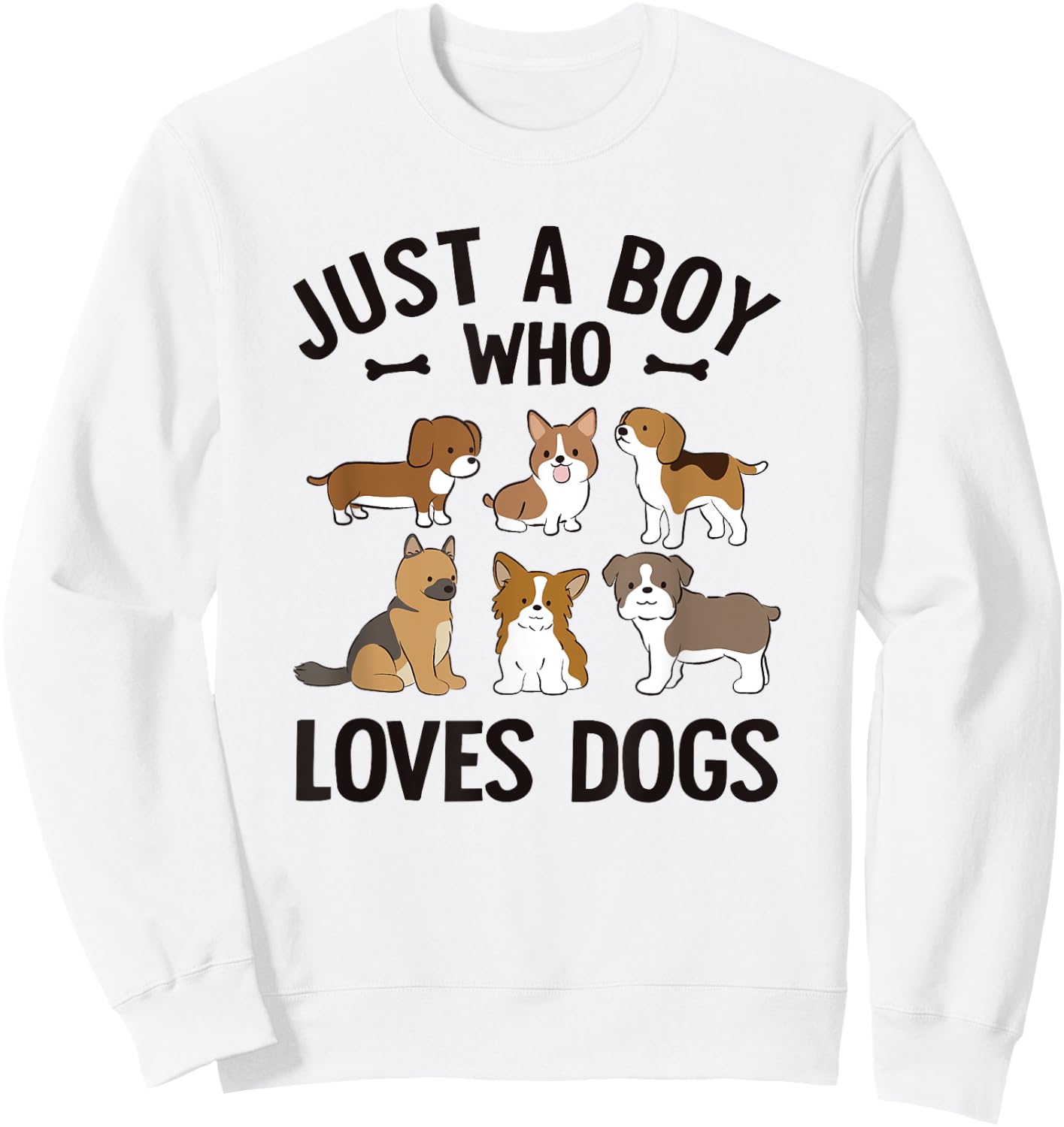 Just A Boy Who Loves Dogs Boys Toddler Puppy Dog Lover Sweatshirt - Sweatshirt | White