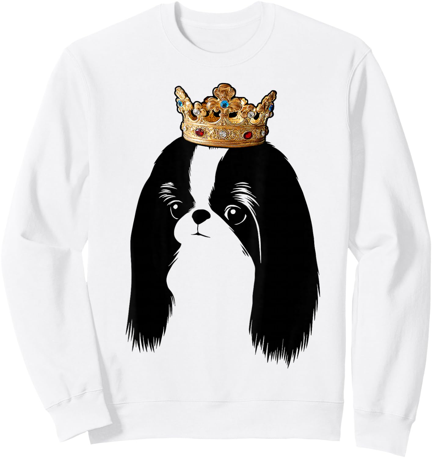 Japanese Chin Dog Wearing Crown Women Kids Sweatshirt - Sweatshirt | White