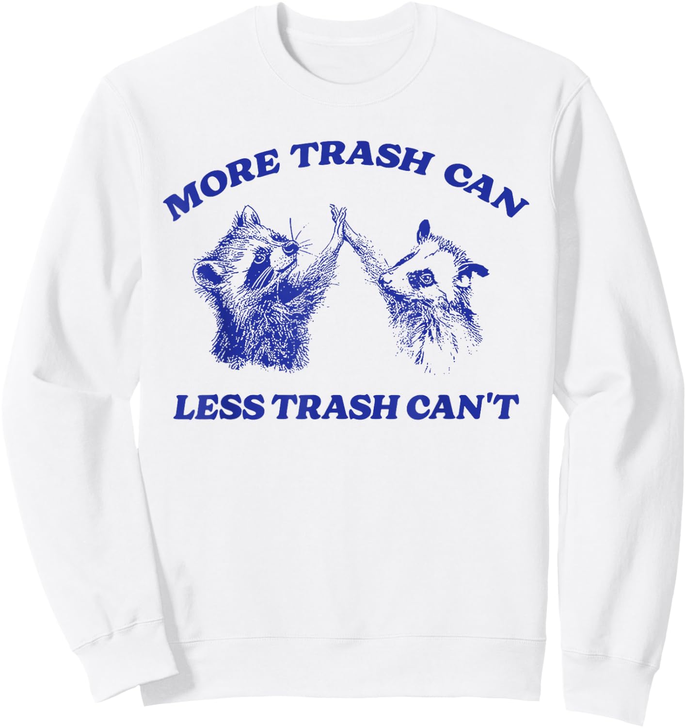 More Trash Can Less Trash Can't Funny Inspiration Raccoon Sweatshirt - Sweatshirt | White