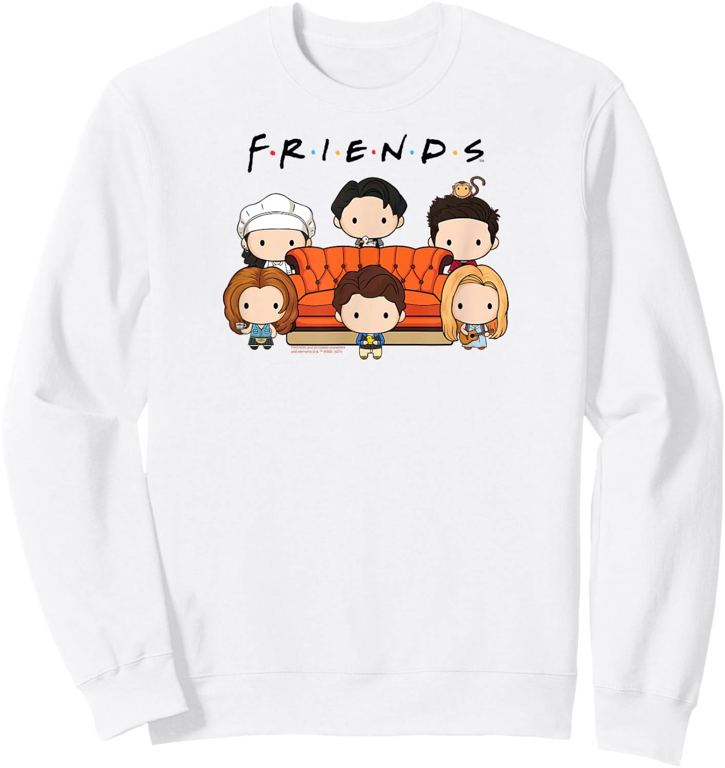 Friends Chibi Cast with Sofa Funny TV Show Sweatshirt - Sweatshirt | White