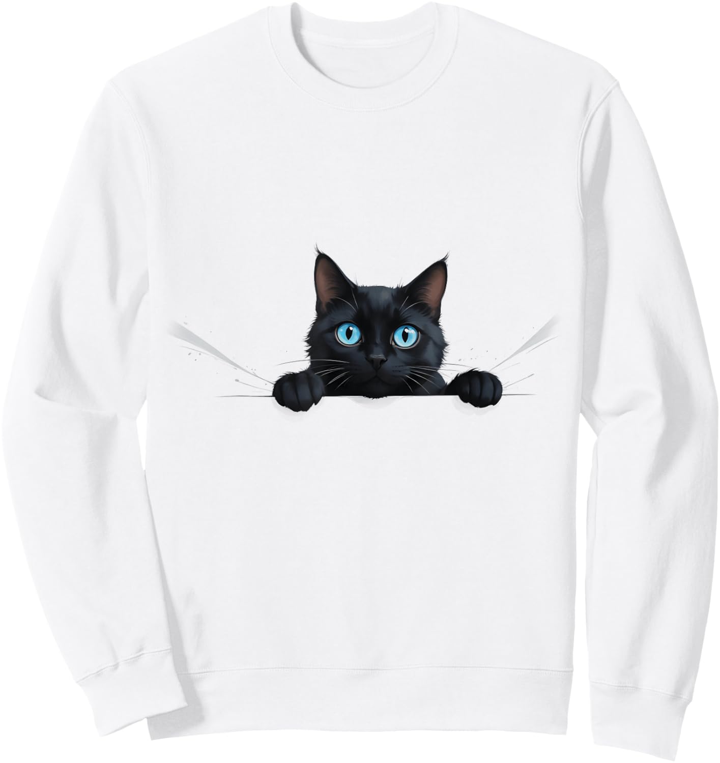Curious Peeking Cat Sweatshirt - Sweatshirt | White