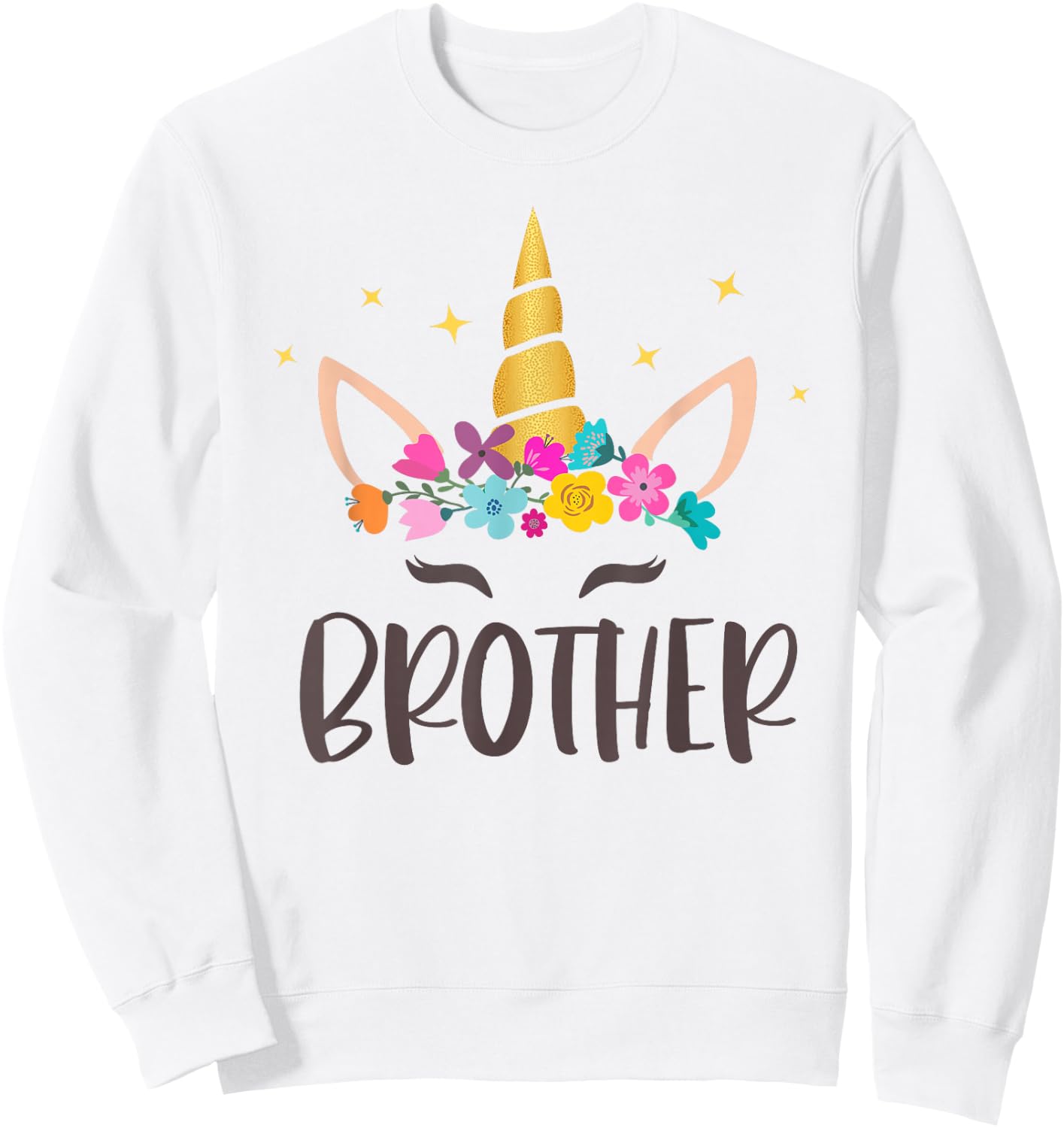 Brother Unicorn Floral Birthday Matching Sweatshirt - Sweatshirt | White