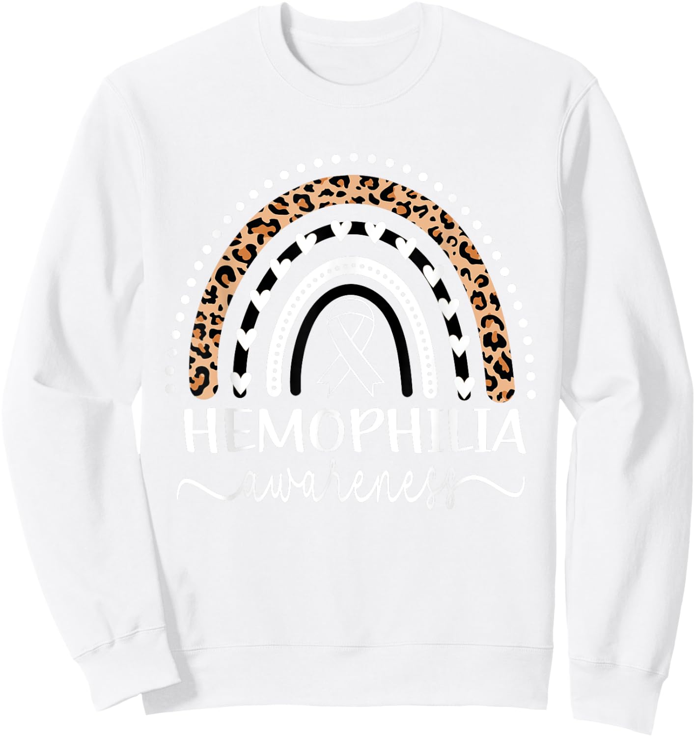 Hemophilia Awareness Wear Red Leopard Rainbow Sweatshirt - Sweatshirt | White