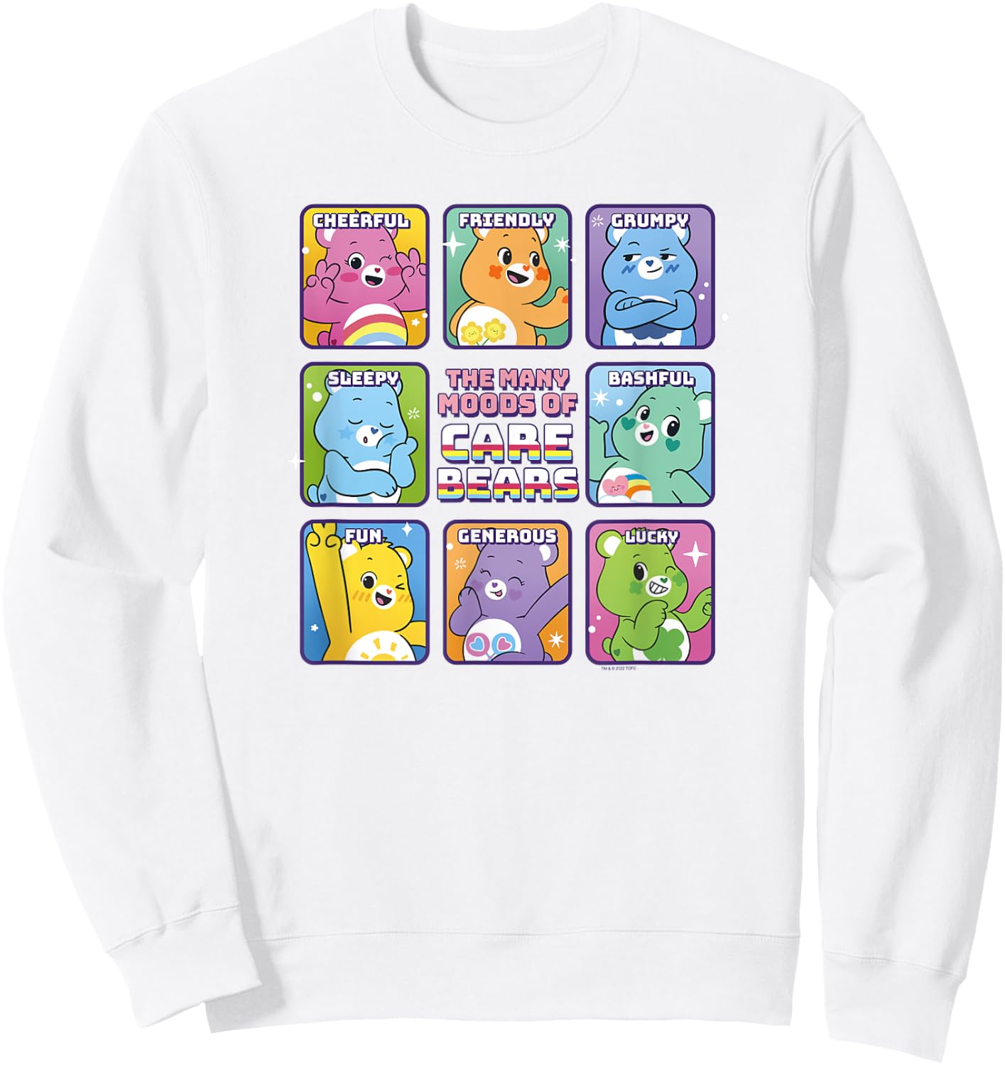 Care Bears Vintage Classic The Many Moods Of Care Bears , white, S Sweatshirt - Sweatshirt | White