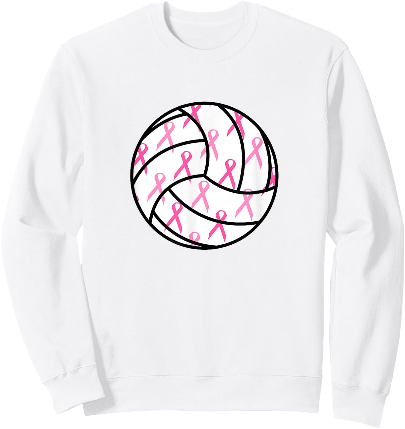 Volleyball Breast Cancer Awareness Pink Ribbon Teens Women Sweatshirt - Sweatshirt | White