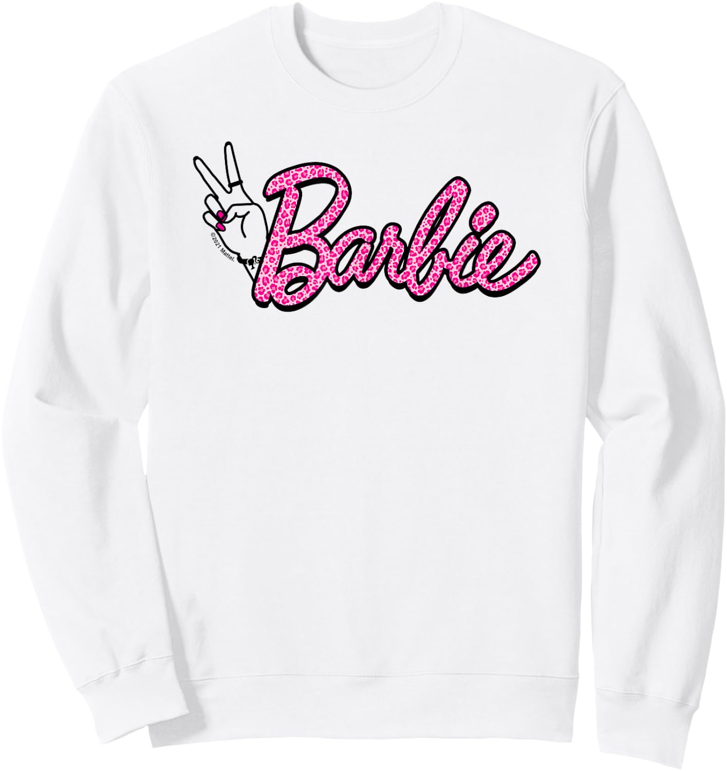 Barbie - Pink Leopard Print Logo Sweatshirt - Sweatshirt | White