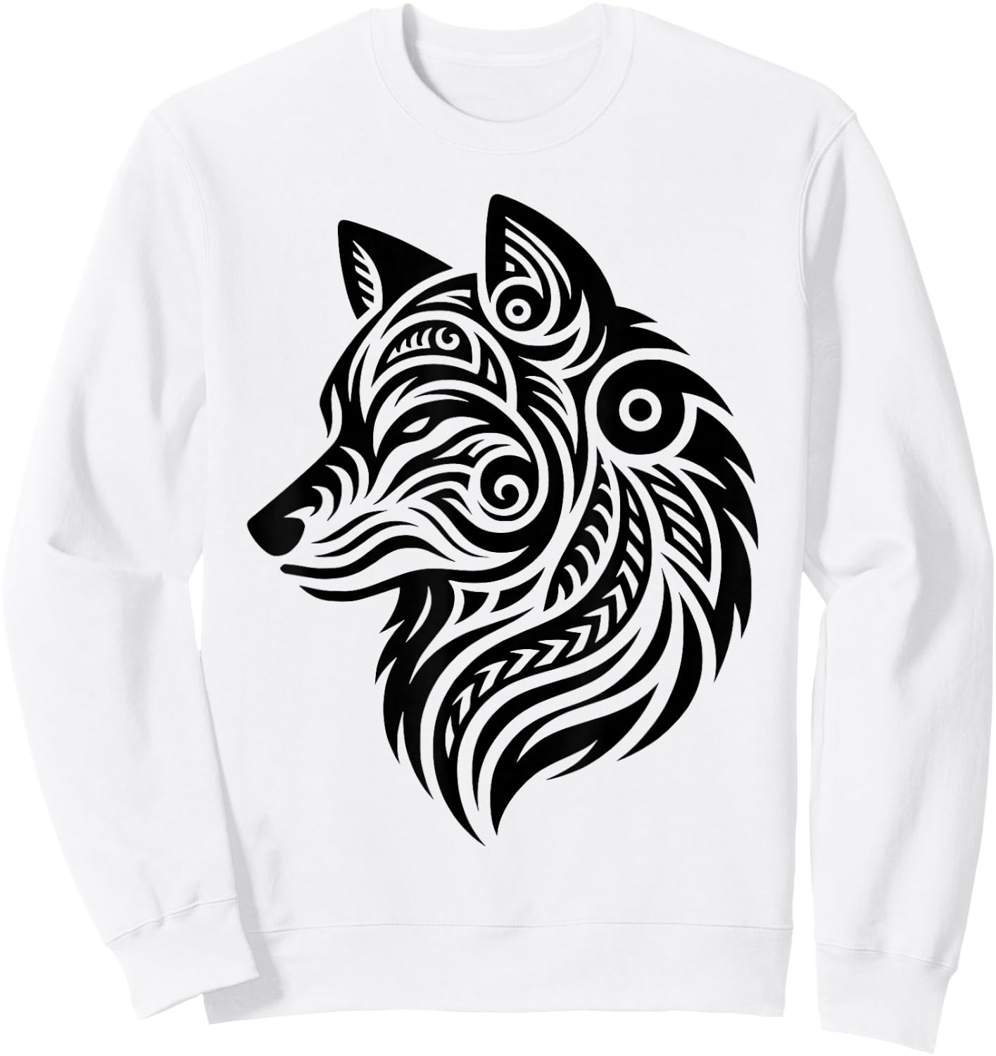 Polynesian Tribal Wolf Maori Wolf Pattern , grey, S Sweatshirt - Sweatshirt | White