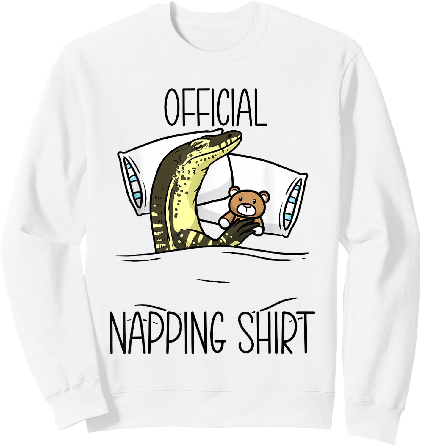 Sleeping Asian Water Monitor Lizard Reptile Napping Sweatshirt - Sweatshirt | White