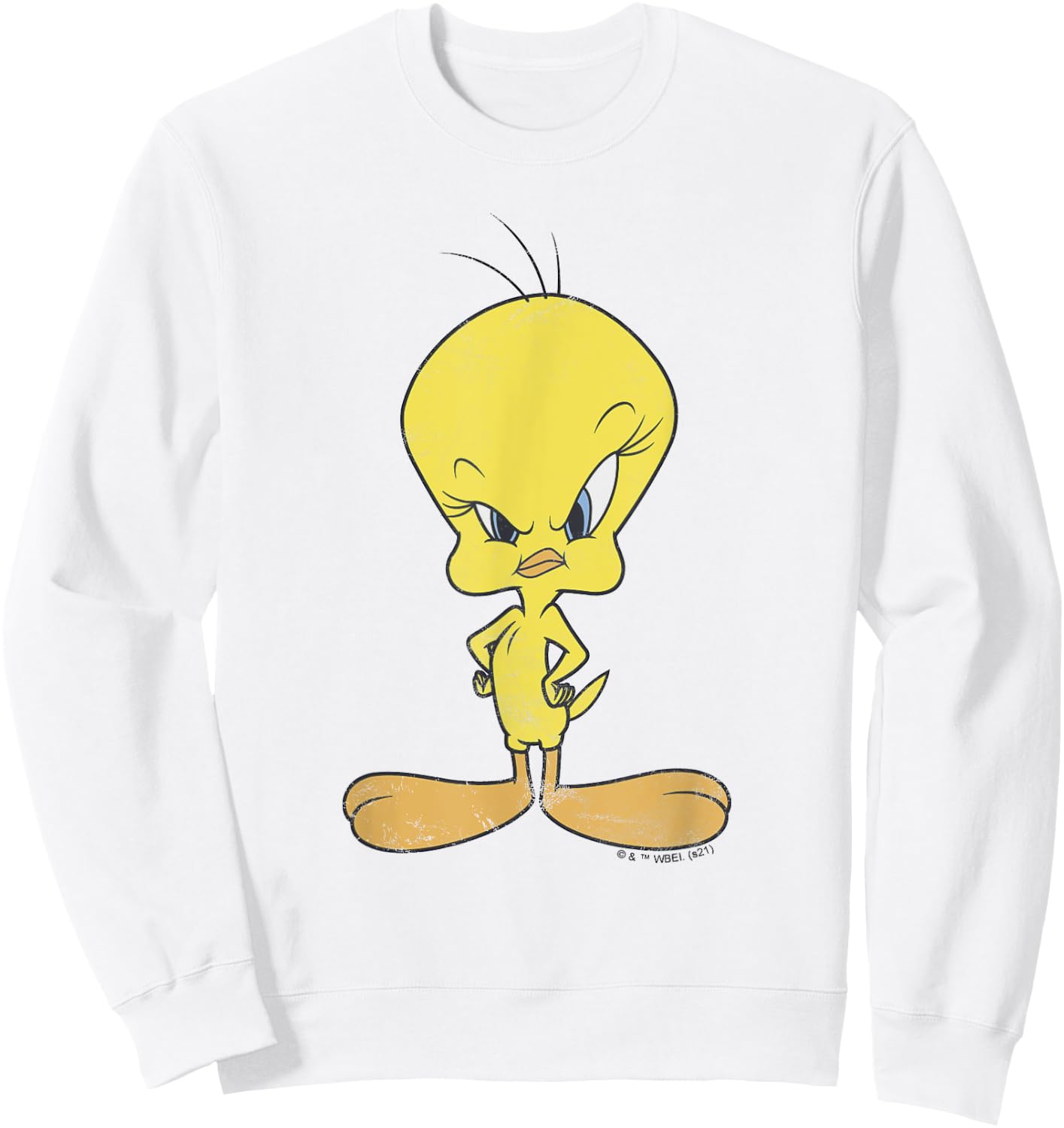 Looney Tunes Tweety Bird Distressed Glare Profile Sweatshirt - Sweatshirt | White