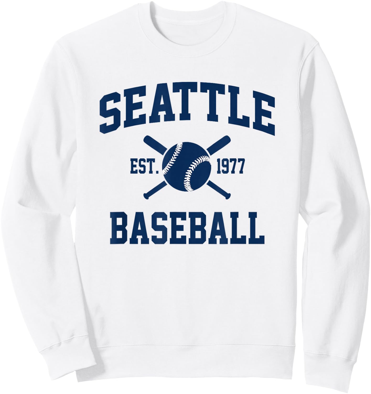 Seattle Baseball Athletic Vintage Sports Team Fan Sweatshirt - Sweatshirt | White