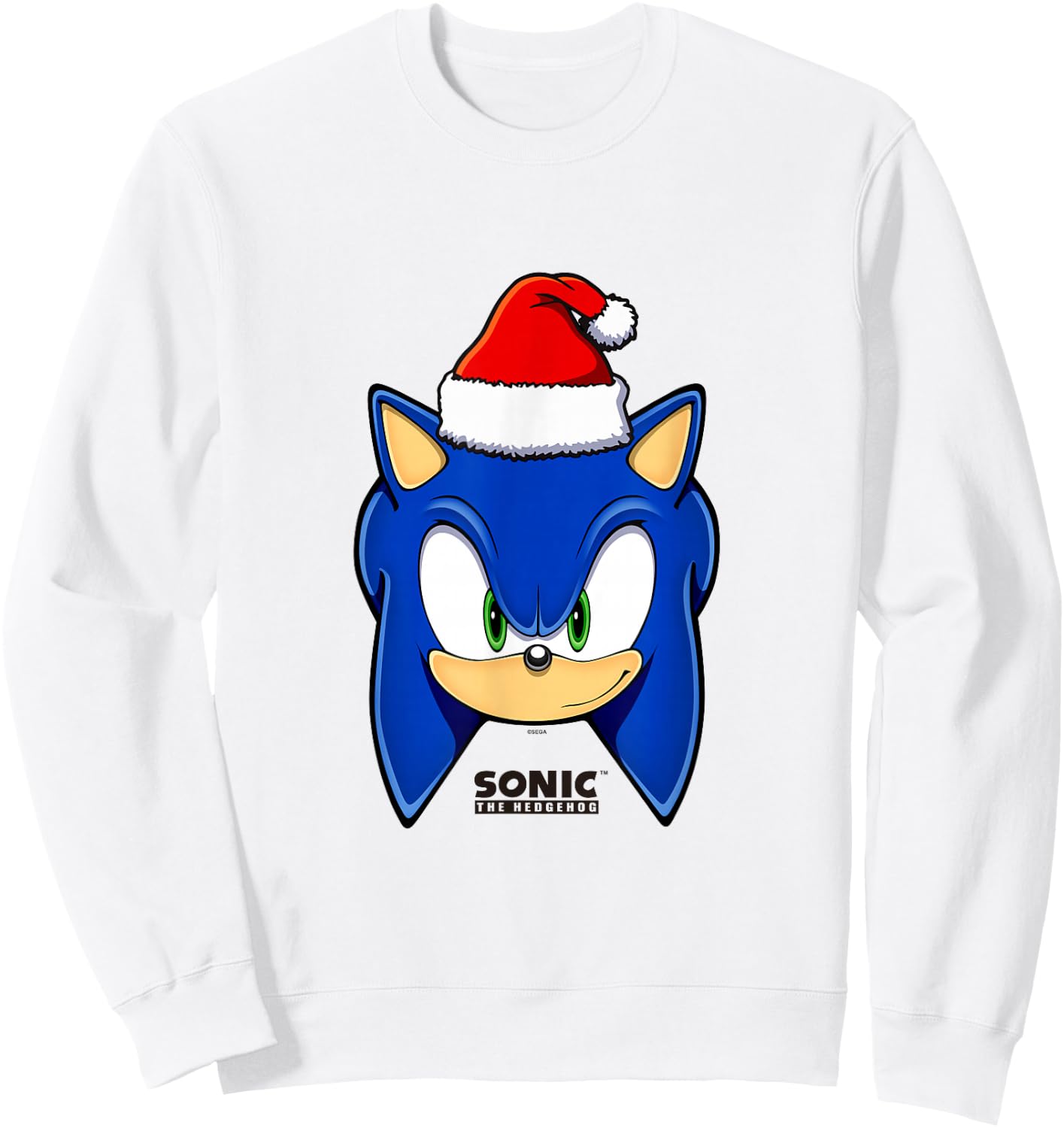 Sonic The Hedgehog Christmas Sonic With Santa Hat Sweatshirt - Sweatshirt | White