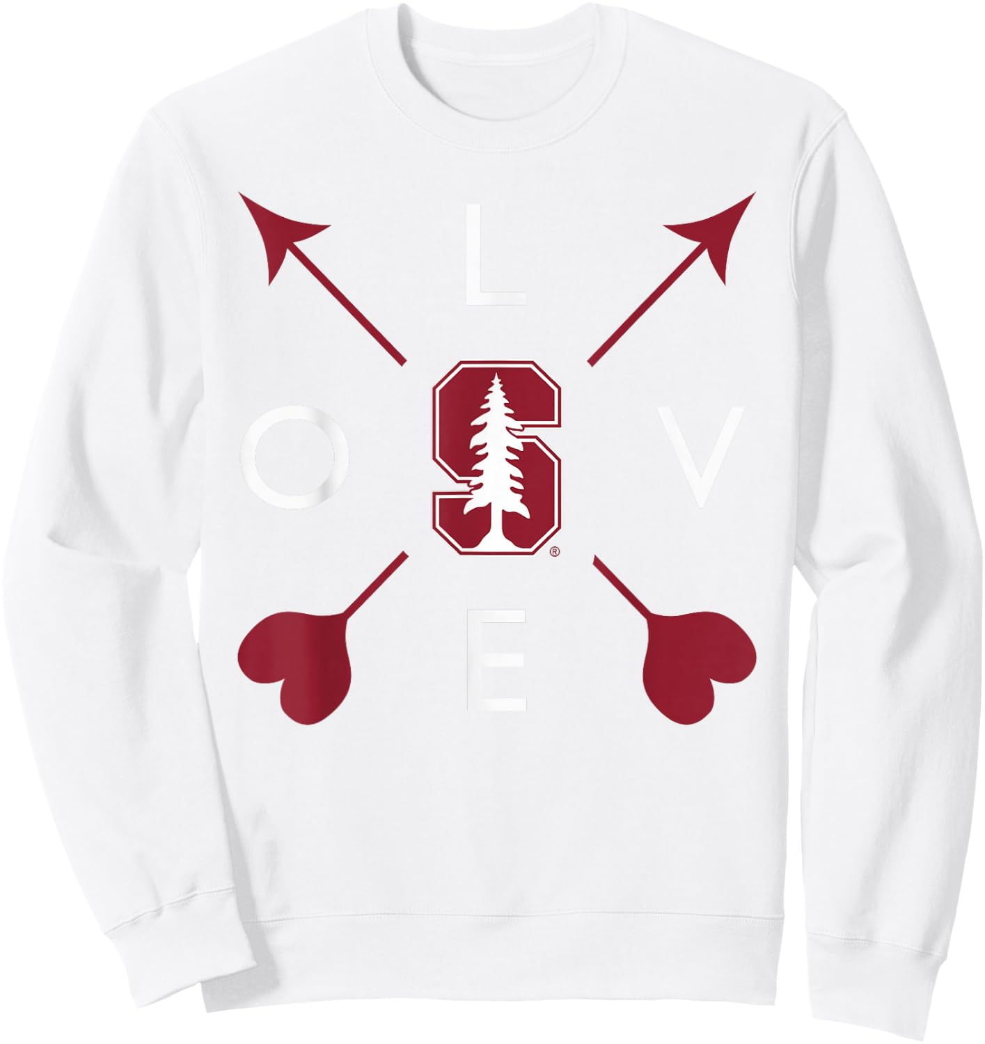 Stanford Cardinal Valentine Arrows Gray Officially Licensed Sweatshirt - Sweatshirt | White