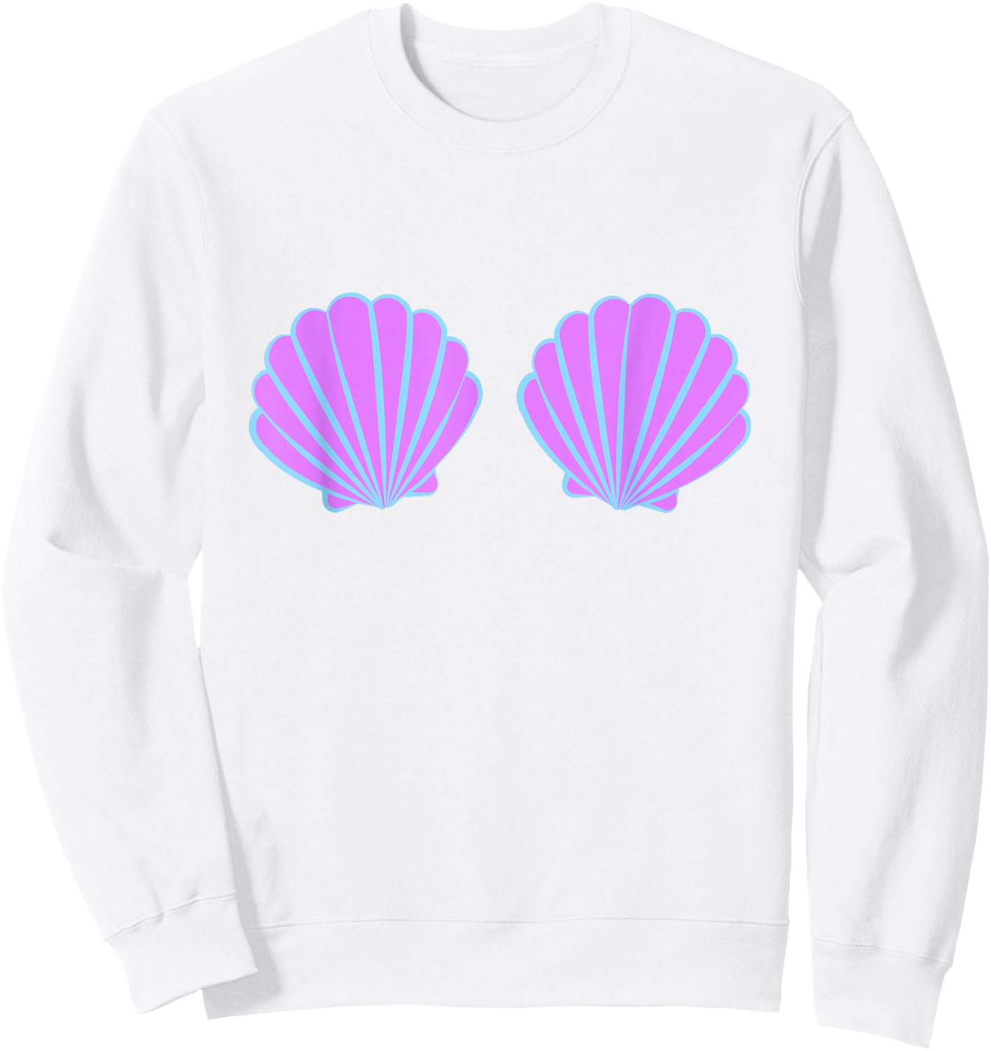 Mermaid Purple Seashell Bra Cartoon Bikini Costume Sweatshirt - Sweatshirt | White