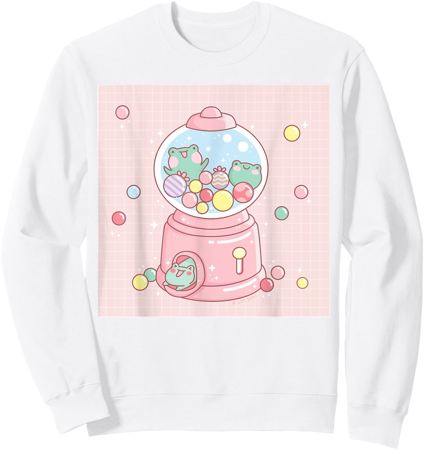 Cute Frog Gumball Machine Funny Kawaii Aesthetic Sweatshirt - Sweatshirt | White