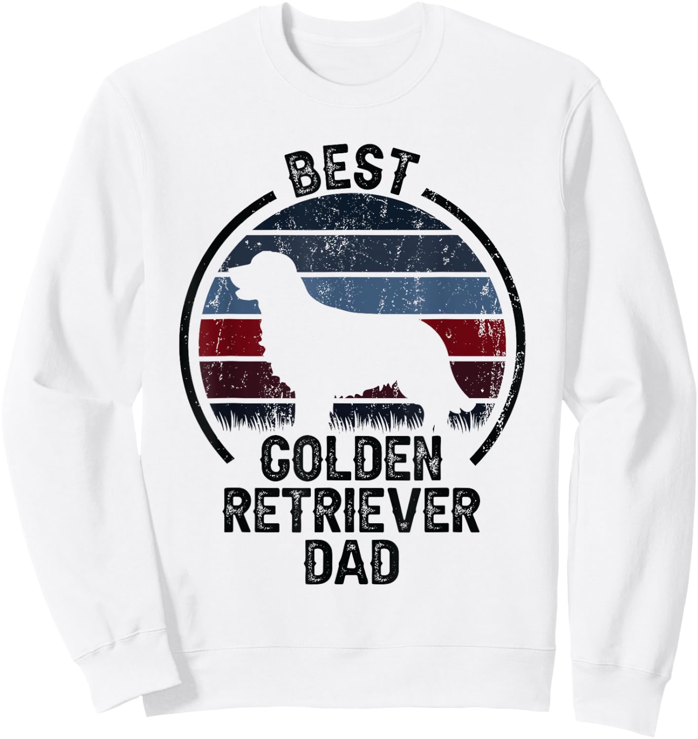 Best Dog Father Dad - Vintage Golden Retriever Sweatshirt - Sweatshirt | White