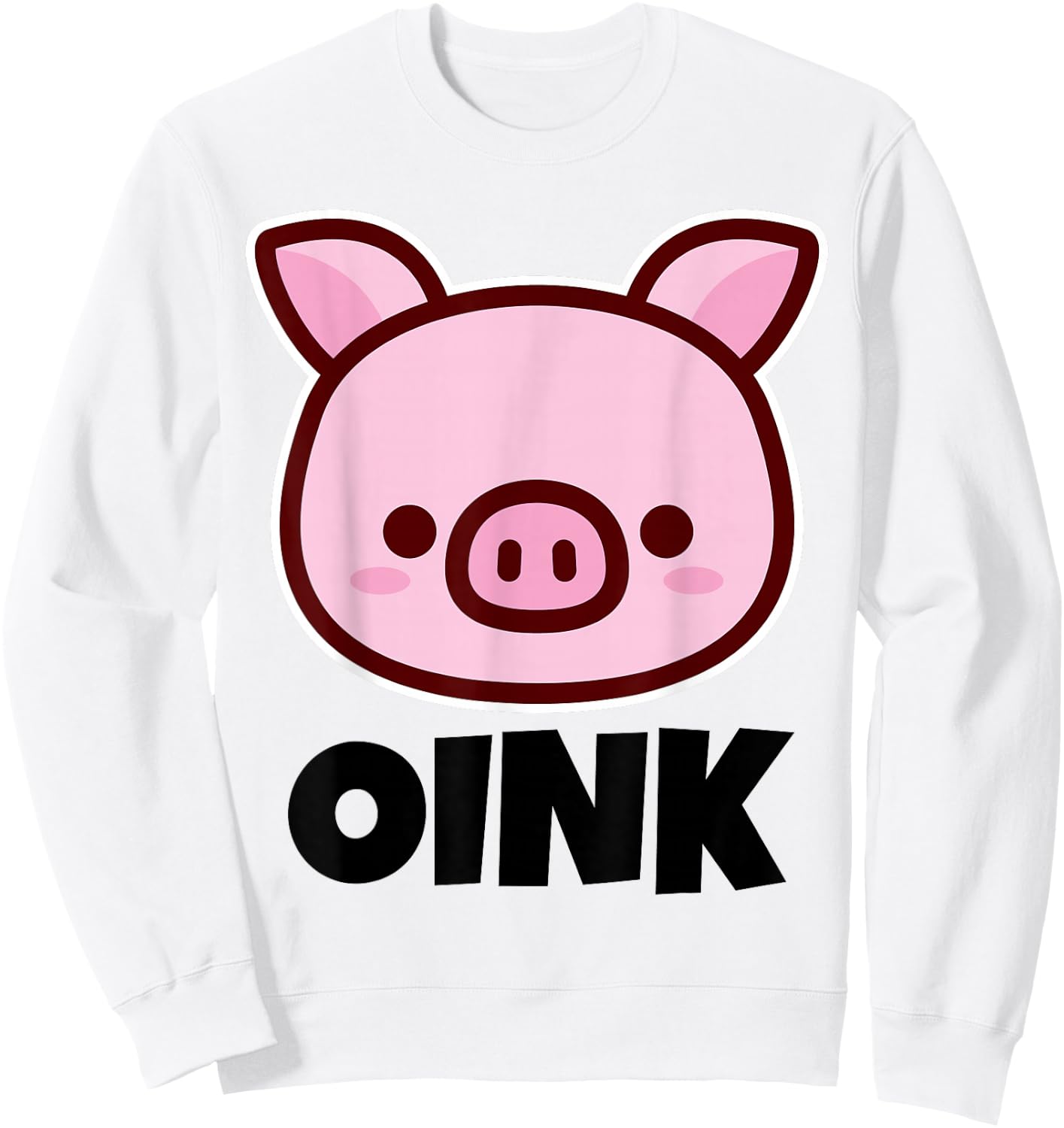 OINK Cute Childrens Pig Design for Kids | Cartoon Pig Face Sweatshirt - Sweatshirt | White