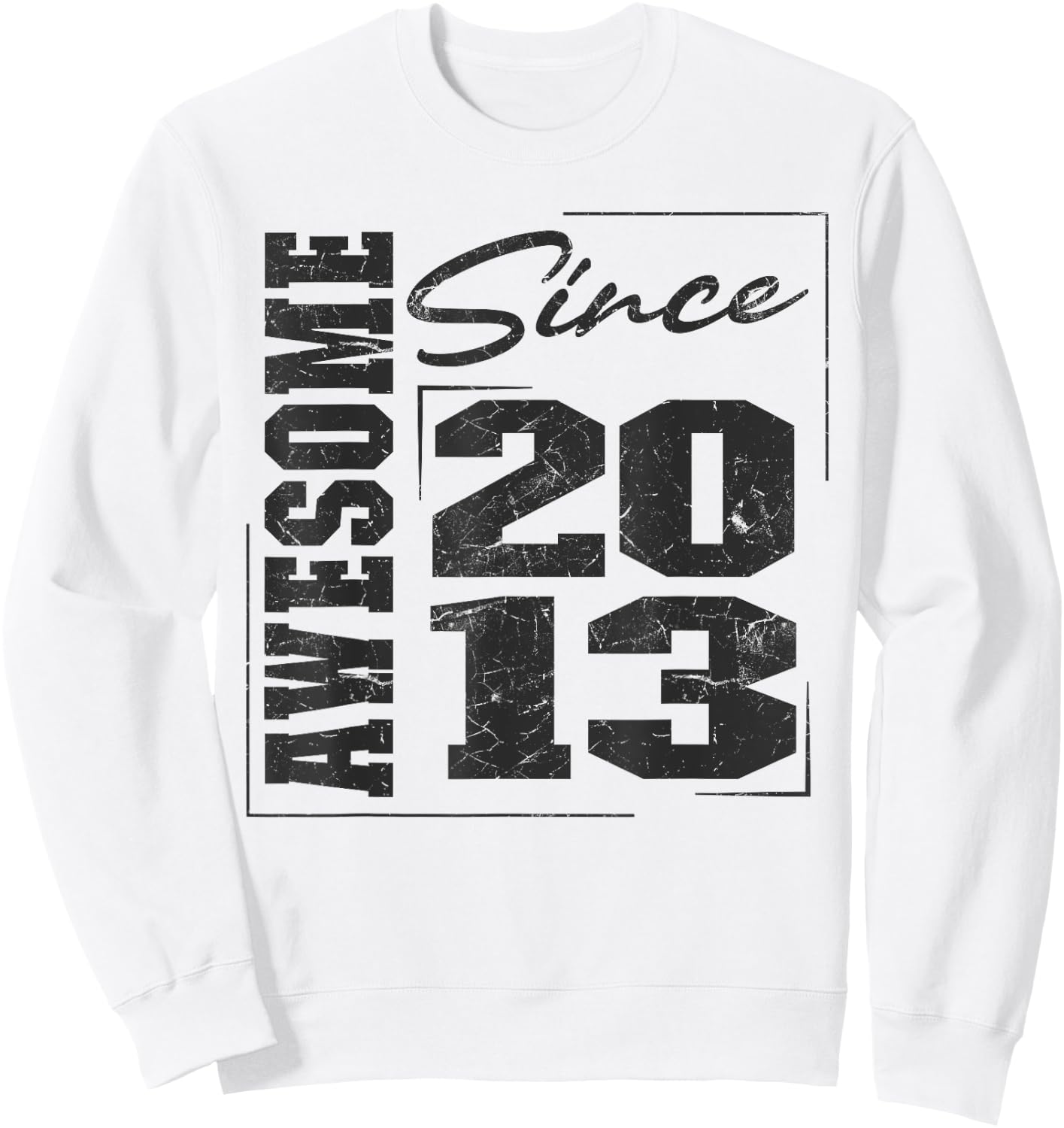 Born In 2013, Vintage Varsity Awesome Since 2013 Birthday Sweatshirt - Sweatshirt | White