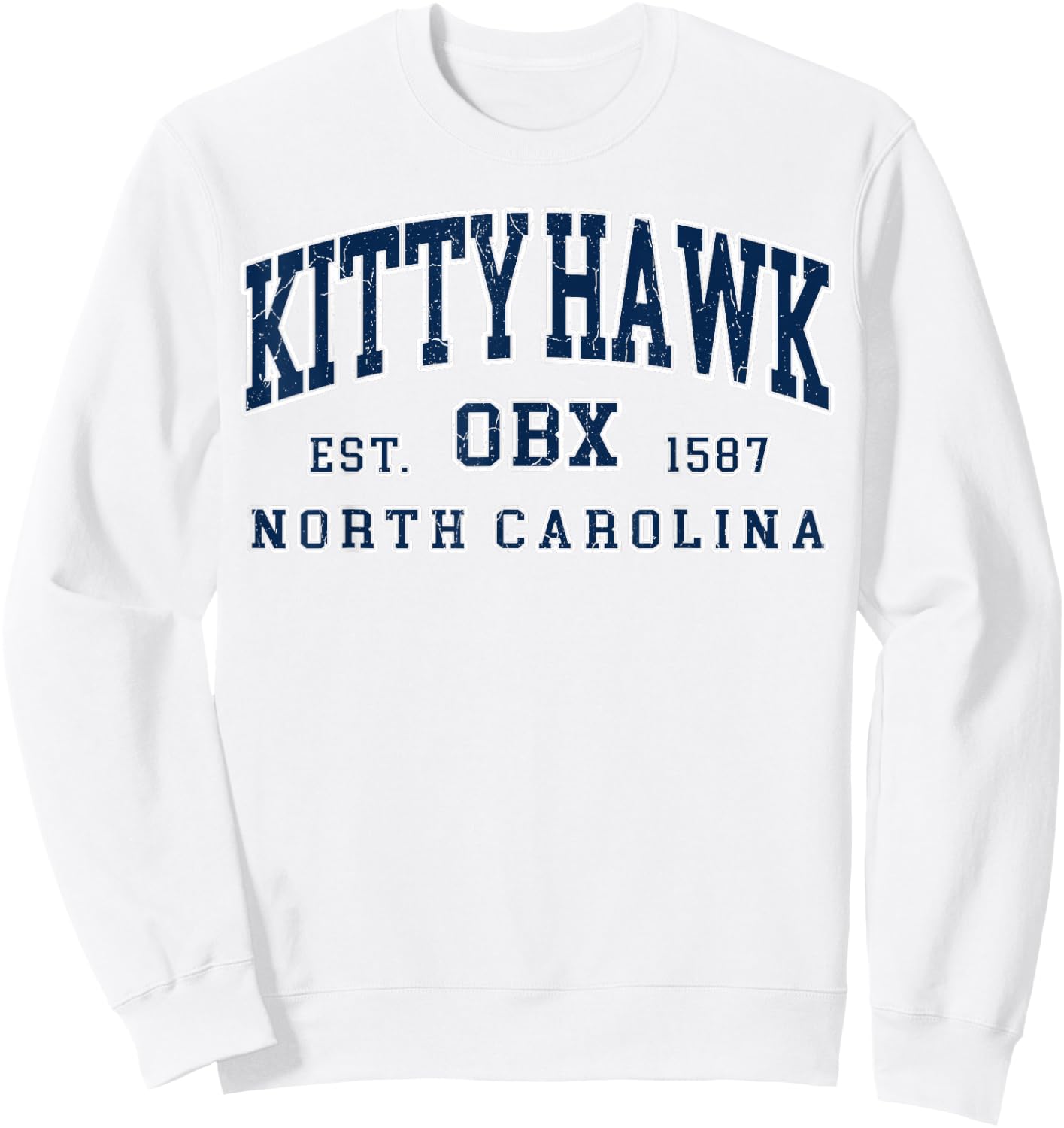 Vintage College Kitty Hawk NC Outdoor Benches Retro Navy Blue 1587 Sweatshirt - Sweatshirt | White