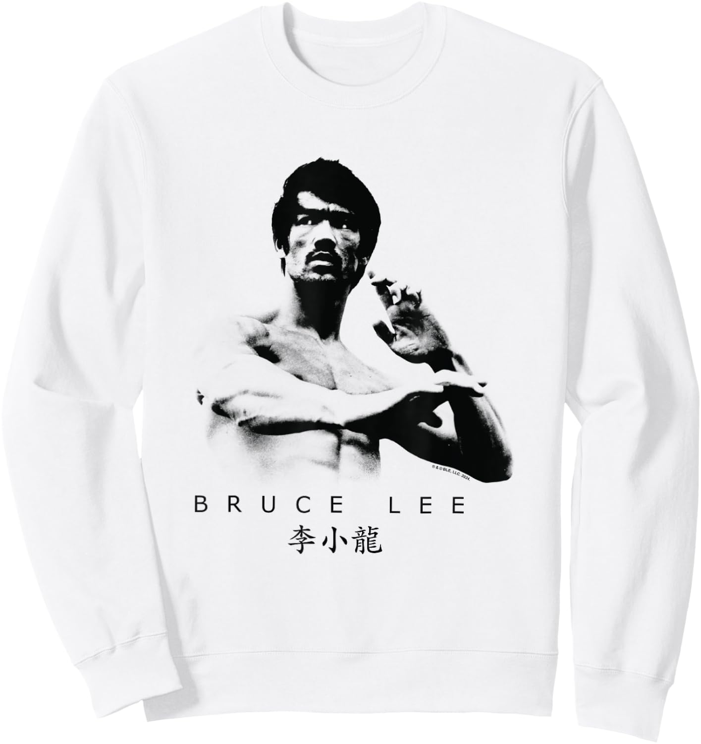 Bruce Lee On Guard Pose Epic Shot , white, S Sweatshirt - Sweatshirt | White