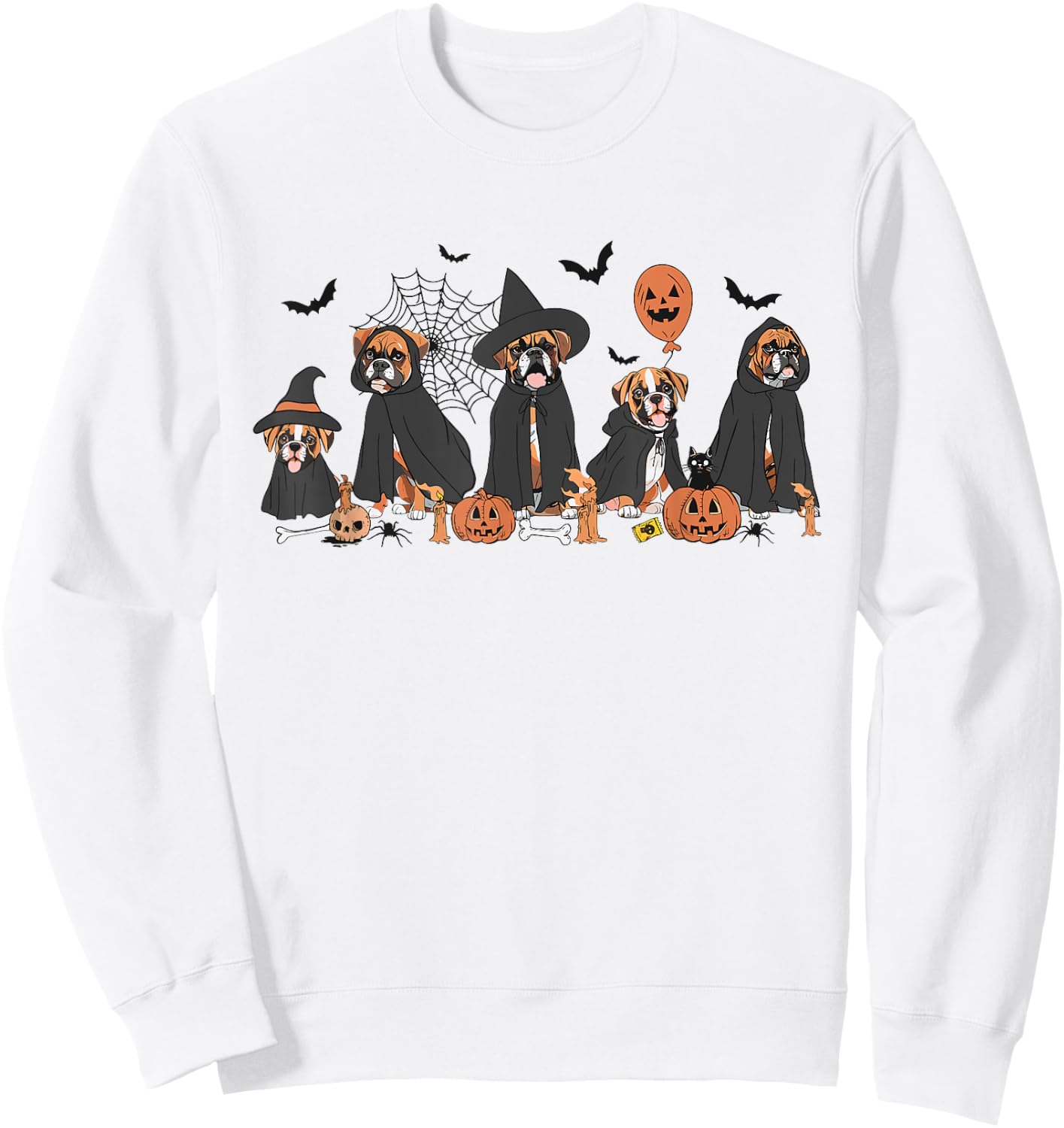 Five Witch Boxer Dog Halloween Boxer Dog Spooky Season Women Sweatshirt - Sweatshirt | White