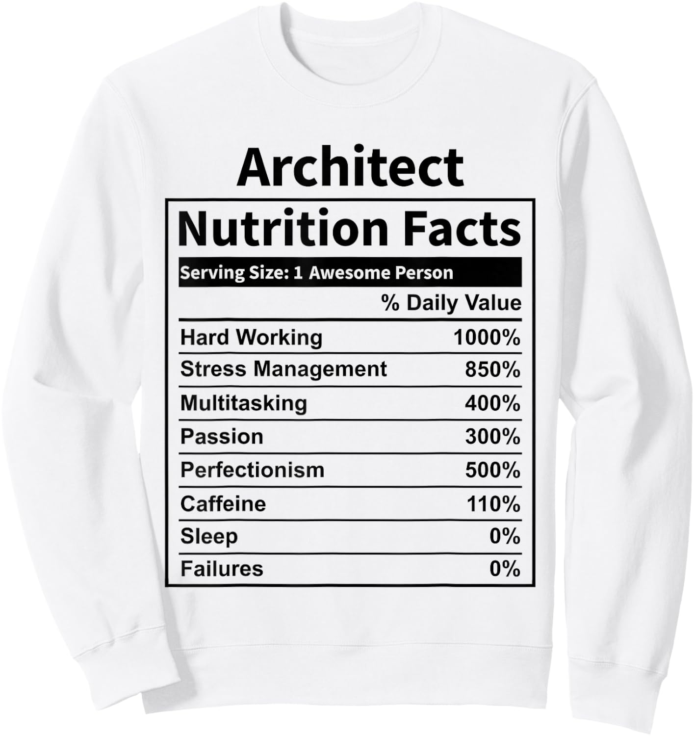Architect Nutrition Facts Funny & Women Architecture Sweatshirt - Sweatshirt | White