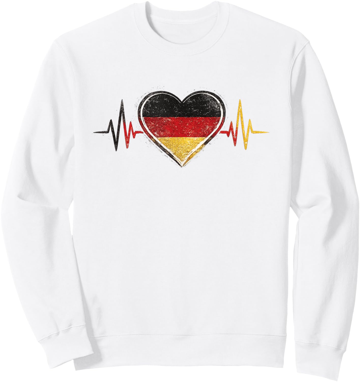 Deutschland Herzschlag Herz Flagge Sweatshirt - Sweatshirt | White