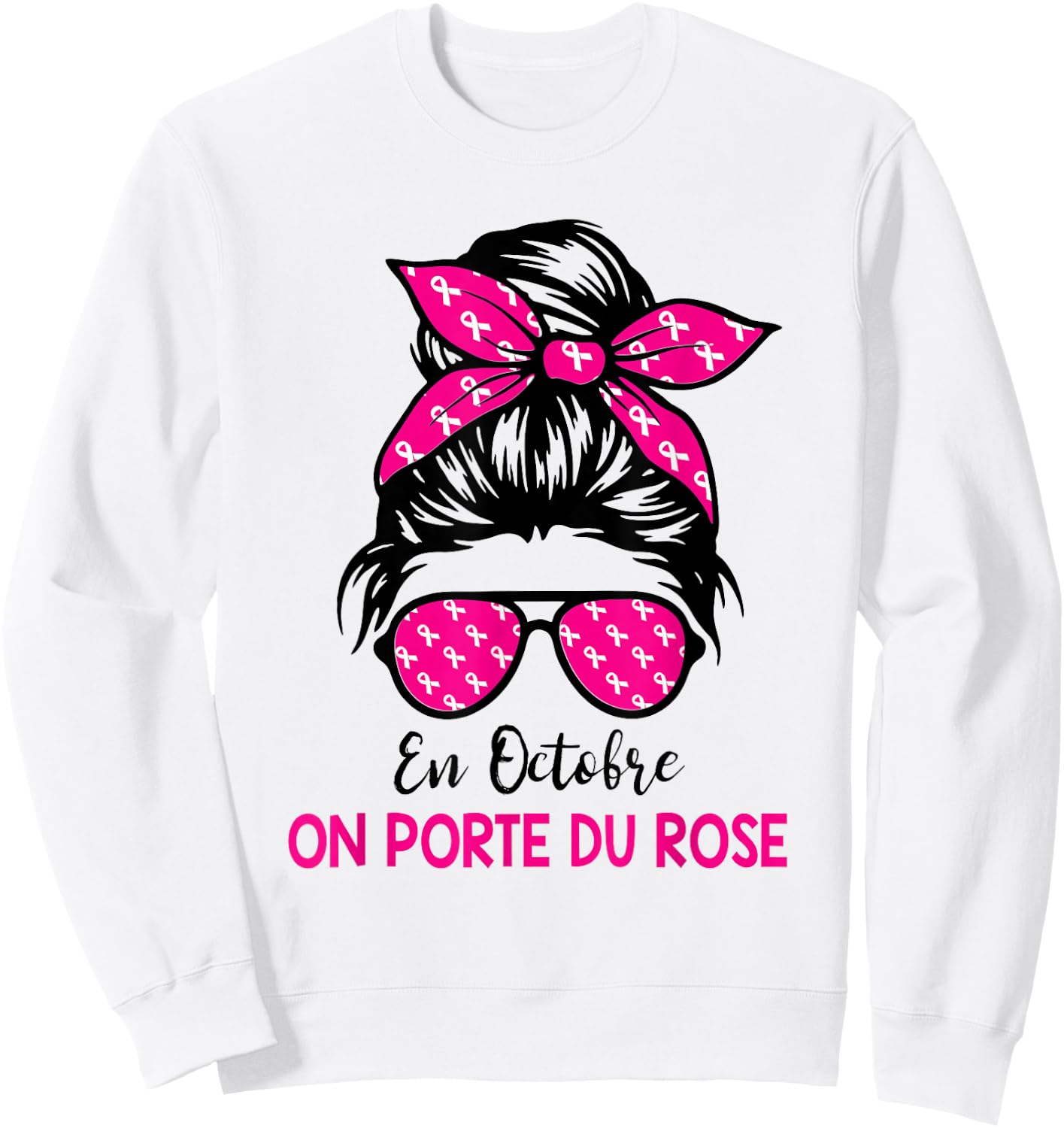 Breast Cancer October Pink Ribbon Woman In October On Wear , white, S Sweatshirt - Sweatshirt | White