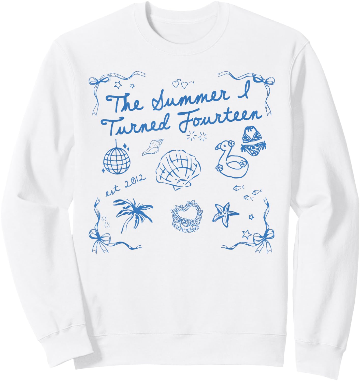 Summer I Turned Fourteen Year Old Est 2012 14th Birthday Sweatshirt - Sweatshirt | White