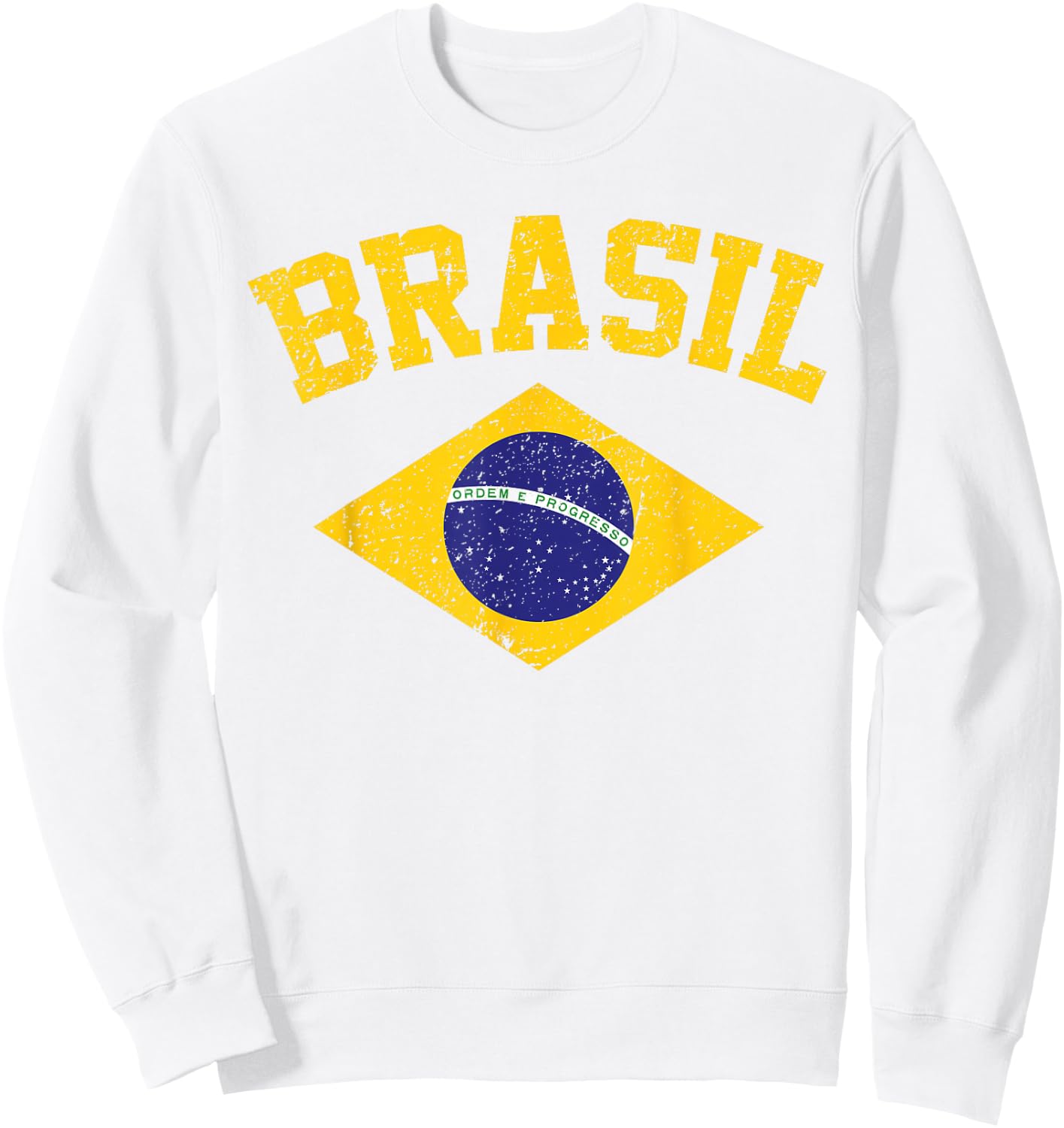 Brazilian National Flag Vintage Patriotic Football Brazil Sweatshirt - Sweatshirt | White