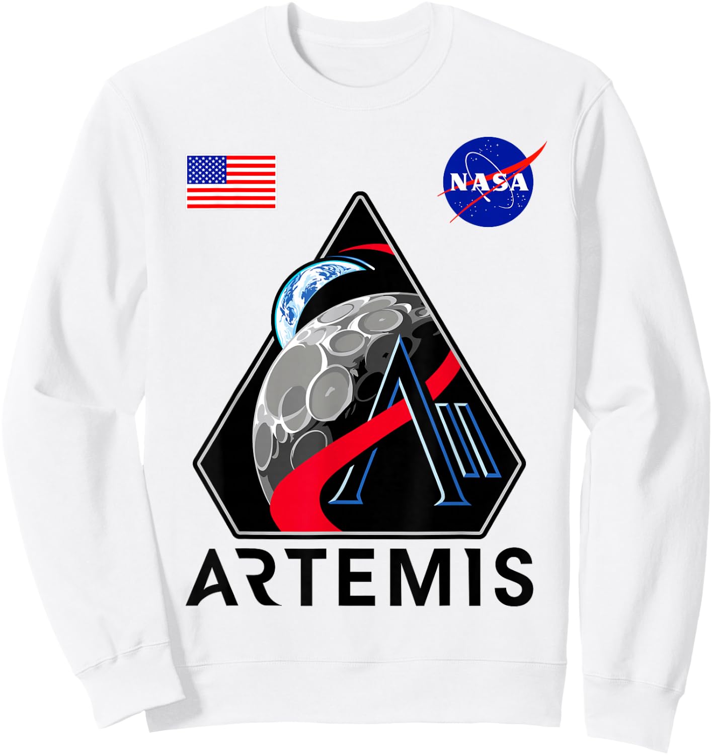 NASA Artemis II Mission Patch Commemorative Meatball Logo Sweatshirt - Sweatshirt | White