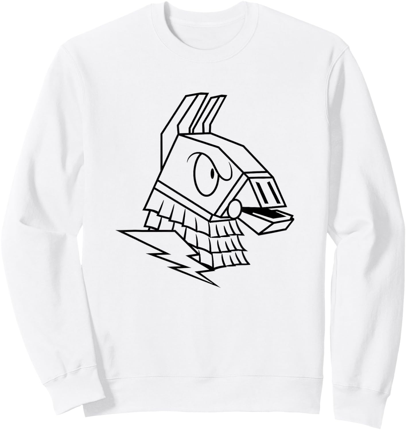 Fortnite Angry Llama Big Face Outline Art Chest Portrait Sweatshirt - Sweatshirt | White