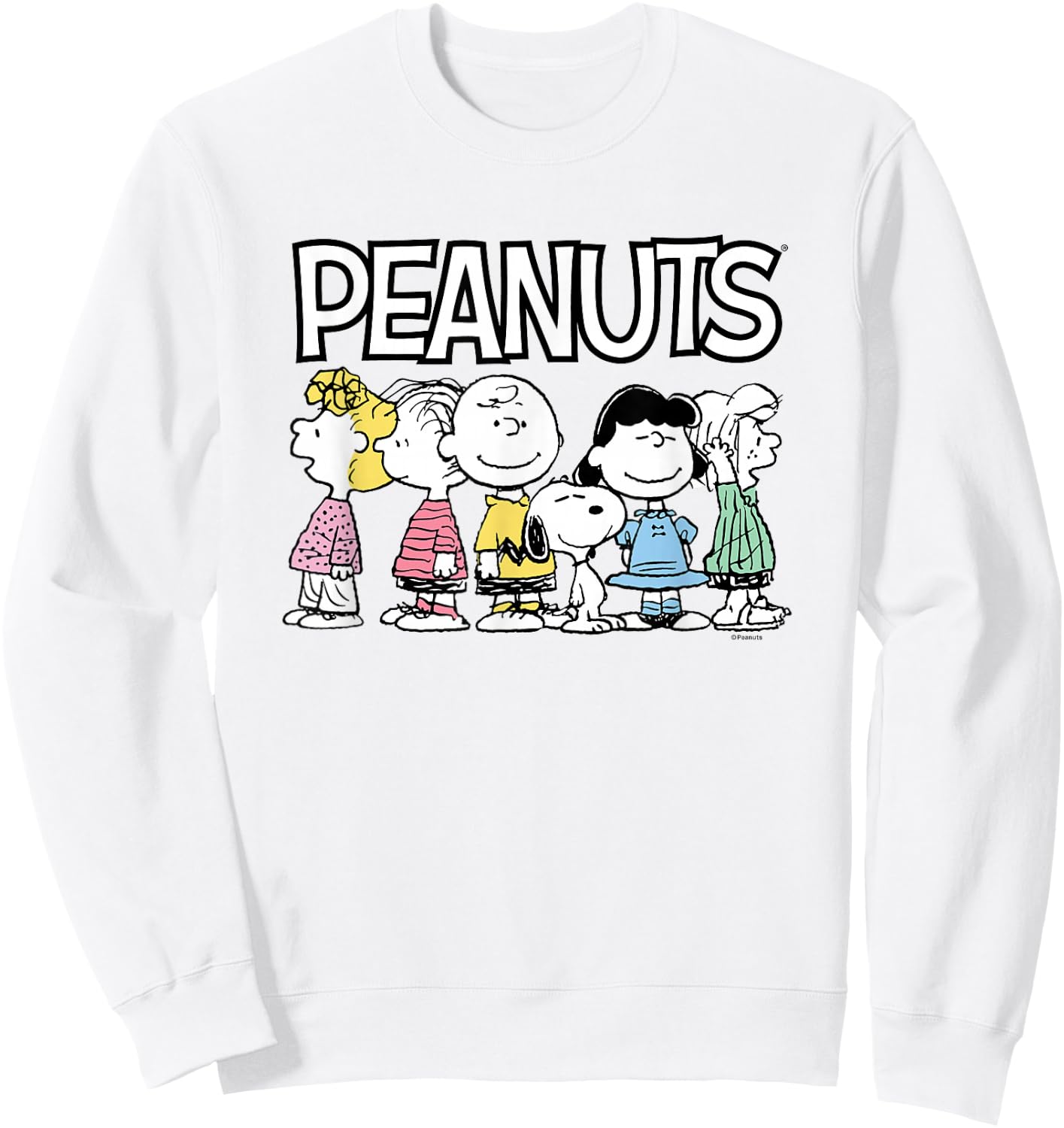 Peanuts - Peanuts Crew for Kids and Adults, Blue, S, Short Sleeve Sweatshirt - Sweatshirt | White