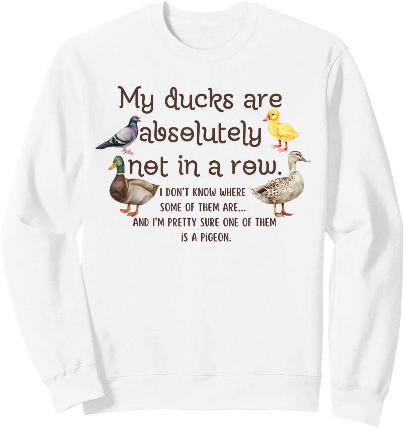 Ducks My Ducks Are Absolutely Not In A Row Pigeons Vintage Sweatshirt - Sweatshirt | White