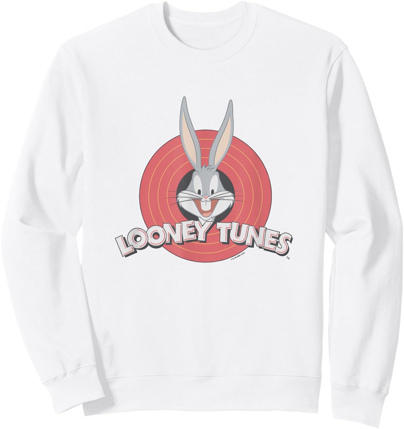 Looney Tunes Bugs Bunny Face Red Rings Portrait Retro Sweatshirt - Sweatshirt | White