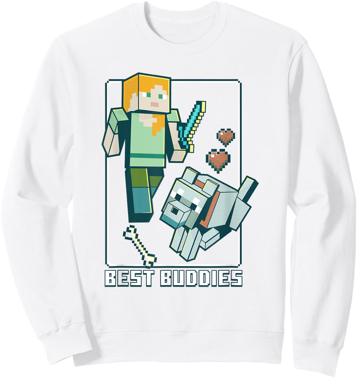 Minecraft Alex and Wolf Best Buddies Sweatshirt - Sweatshirt | White
