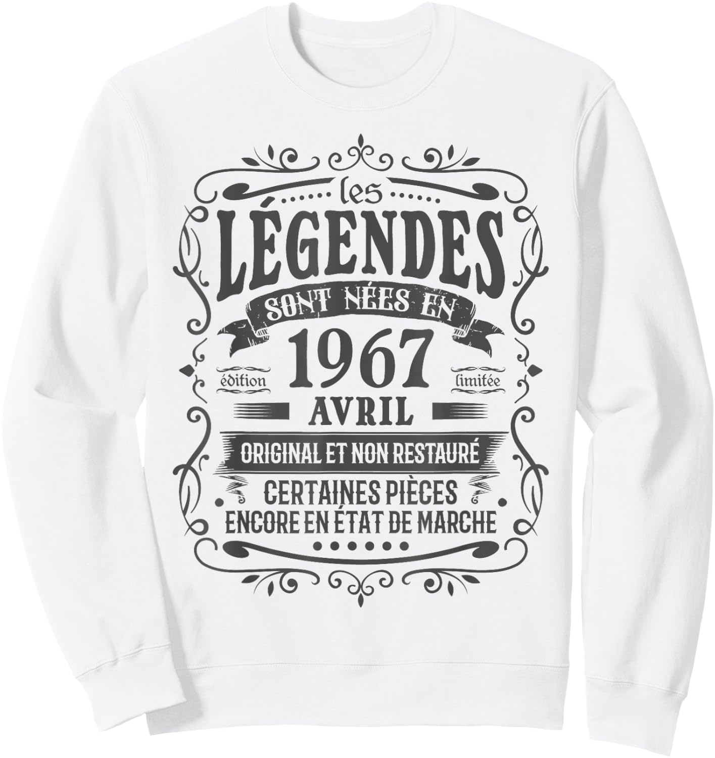 Avril 1967 Anniversaire 58 ans Homme Né En Avril 1967 Humour Sweatshirt - Sweatshirt | White