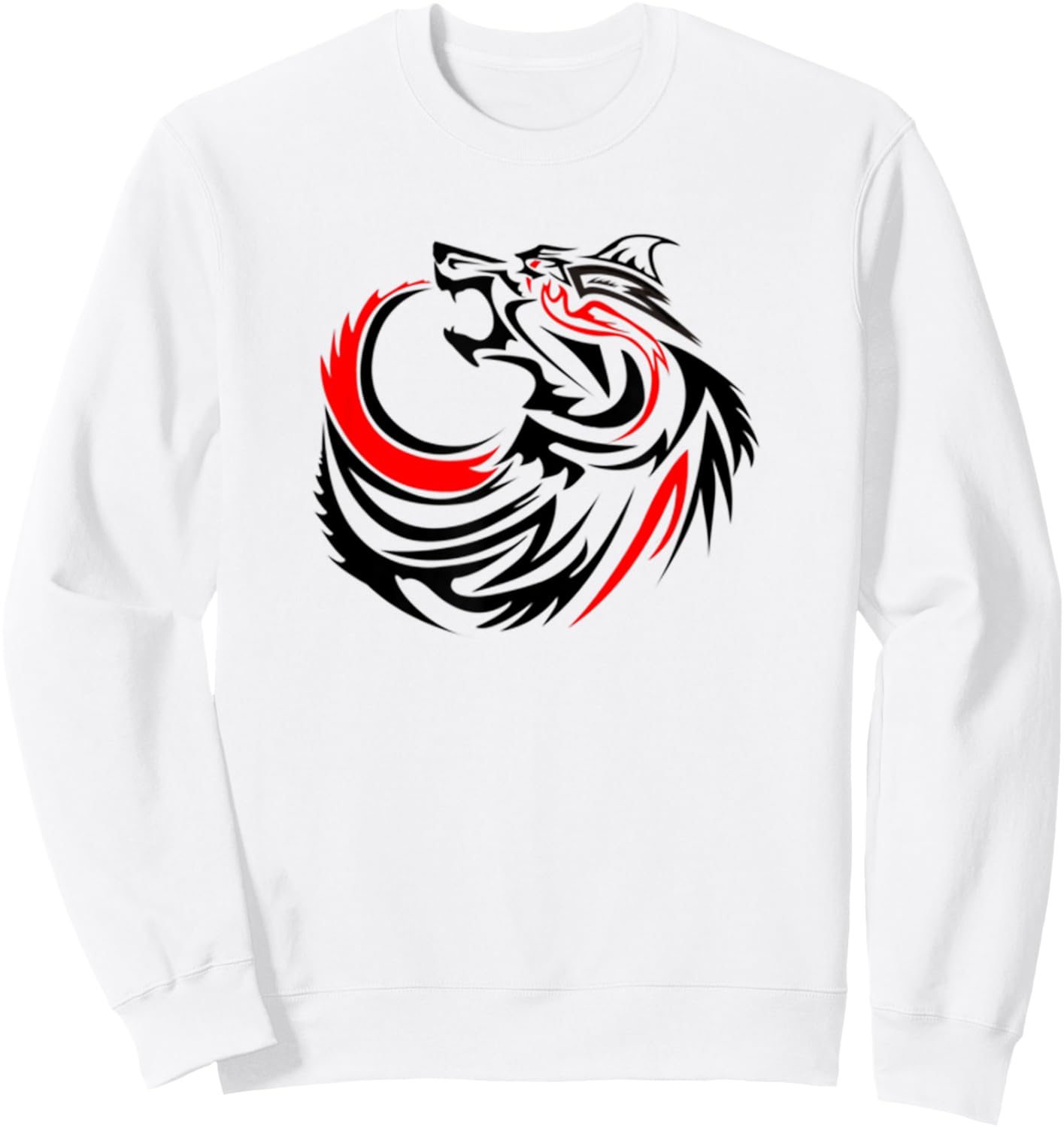Wild Wolf -Retro Lone Teen Black Wolf Face Shirt Sweatshirt - Sweatshirt | White