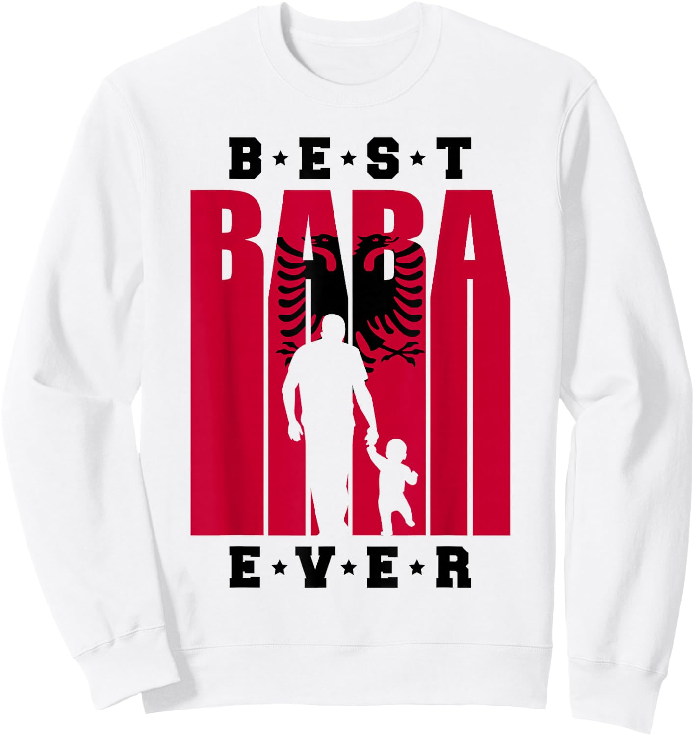 Men's Albania Baba with Baby 1st Father's Day Shqiptar Albanian Dad , White Sweatshirt - Sweatshirt | White