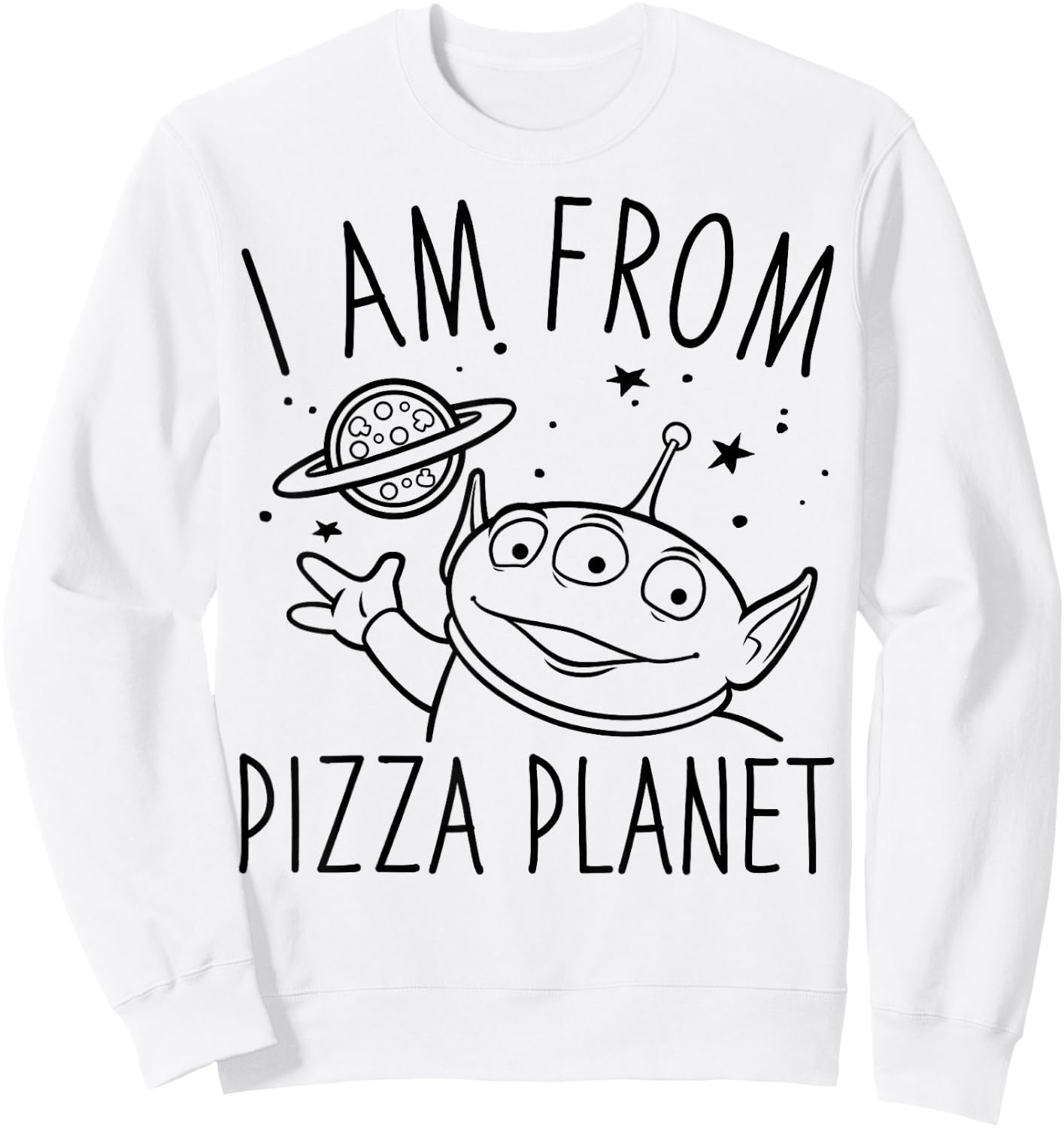 Disney Pixar Toy Story Alien I Am From Pizza Planet Line Art Sweatshirt - Sweatshirt | White