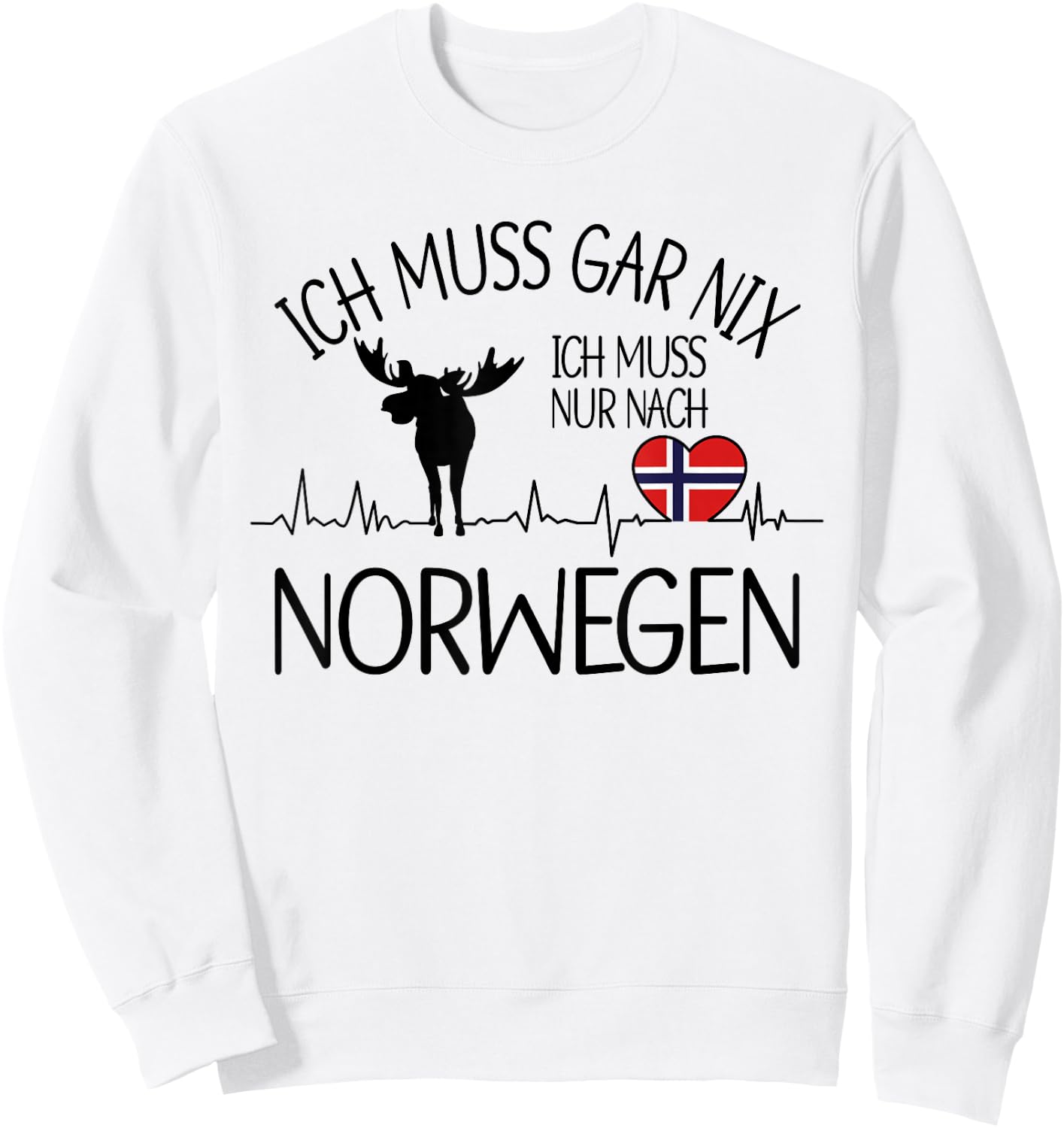 Skandinavien - Skandinavische Designs - Ich Muss Gar Nix Ich Muss Nur Nach Norwegen - Grau - - Kurzarm - - Small - Sommer - Norwegen- und Elchliebhaber Sweatshirt - Sweatshirt | White