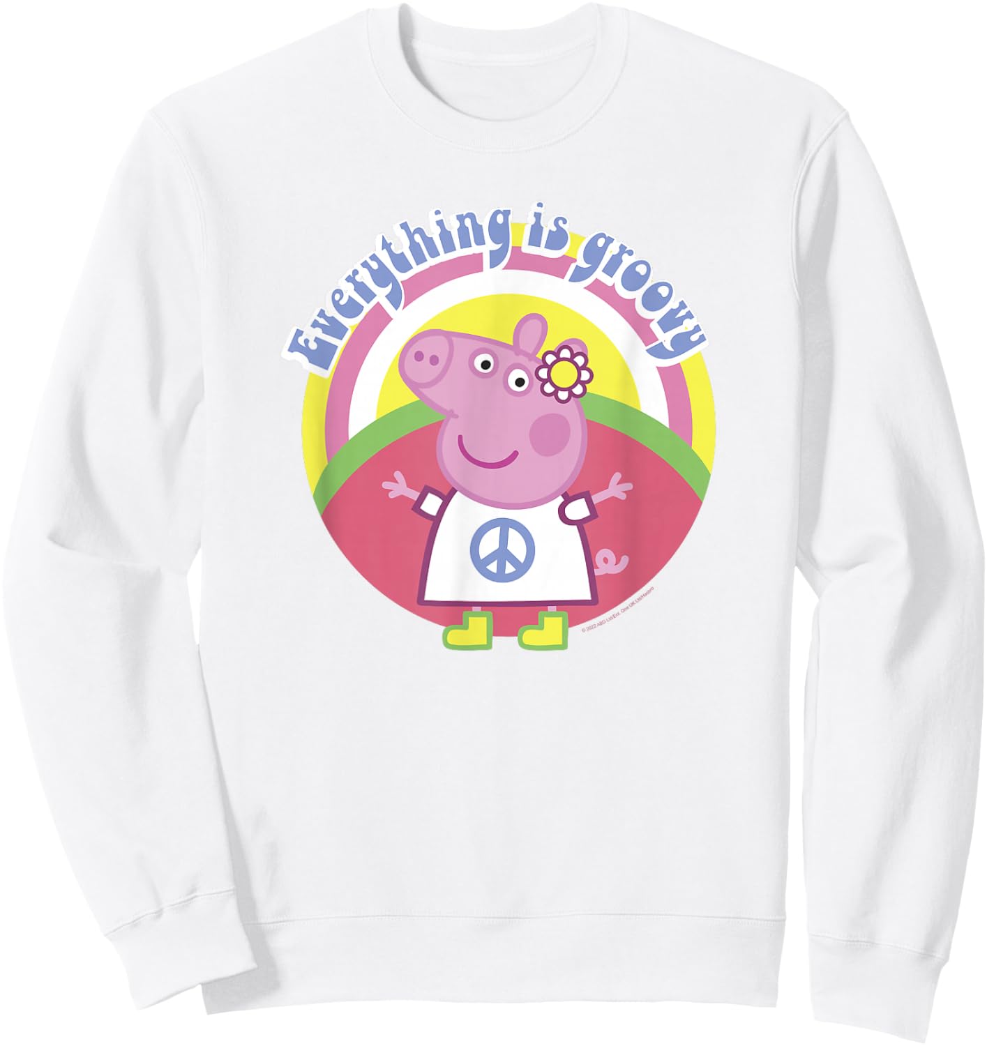 Peppa Pig Everything Is Groovy Retro Style Peace Sign Sweatshirt - Sweatshirt | White