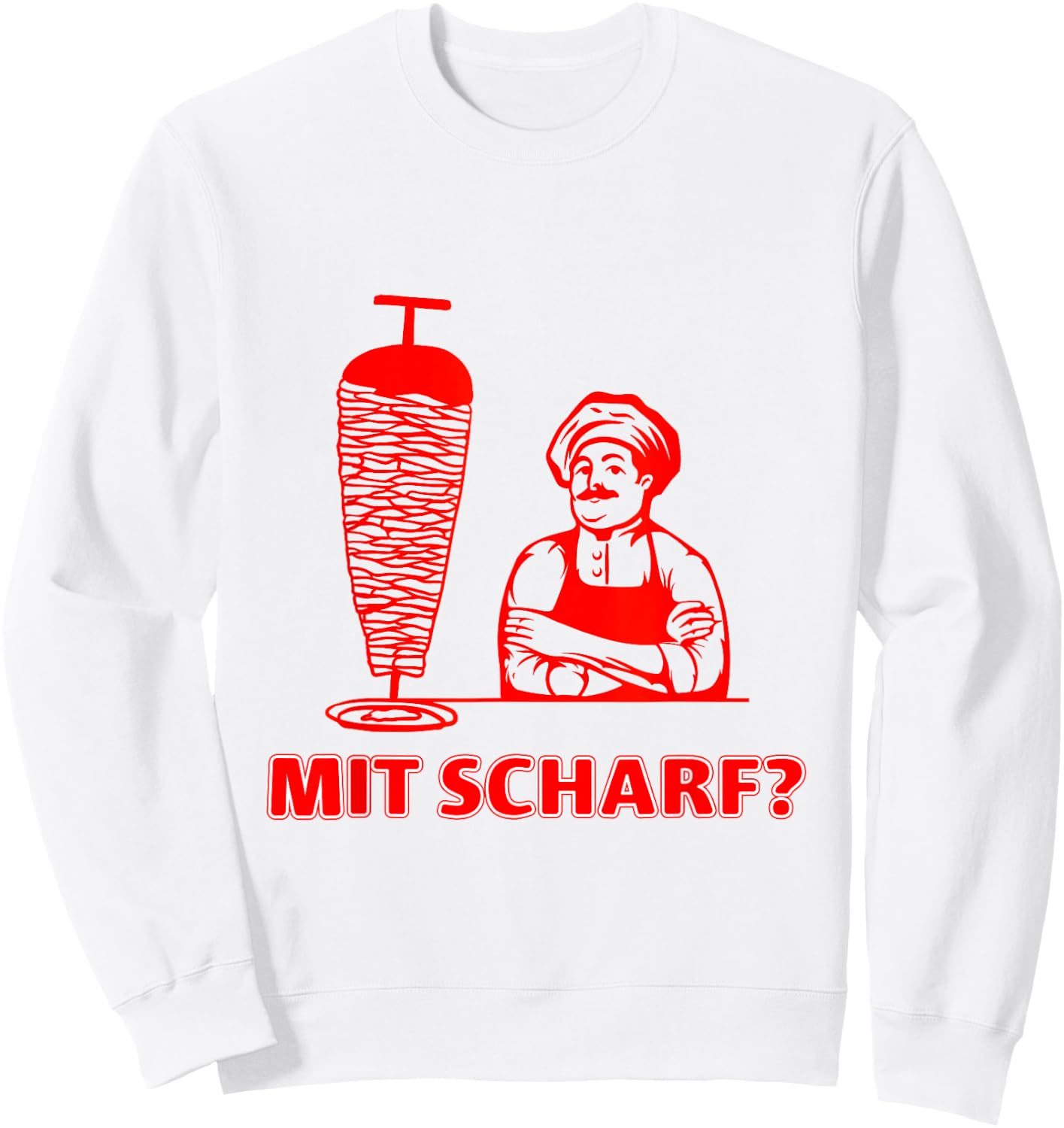 Doner Kebab Doner Shop with Scharf? , White Sweatshirt - Sweatshirt | White