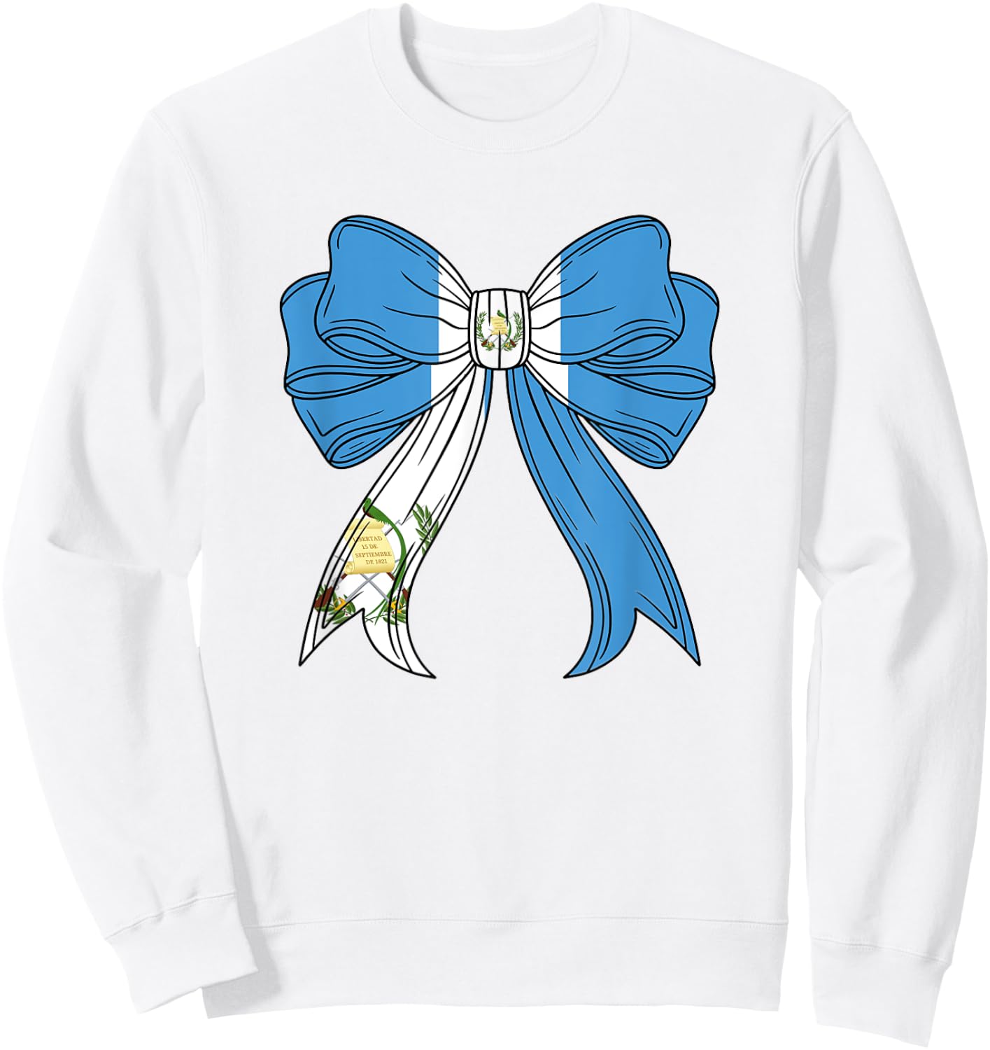 Chapina Guatemalan Women Girls Guatemala Flag Coquette Bow Sweatshirt - Sweatshirt | White