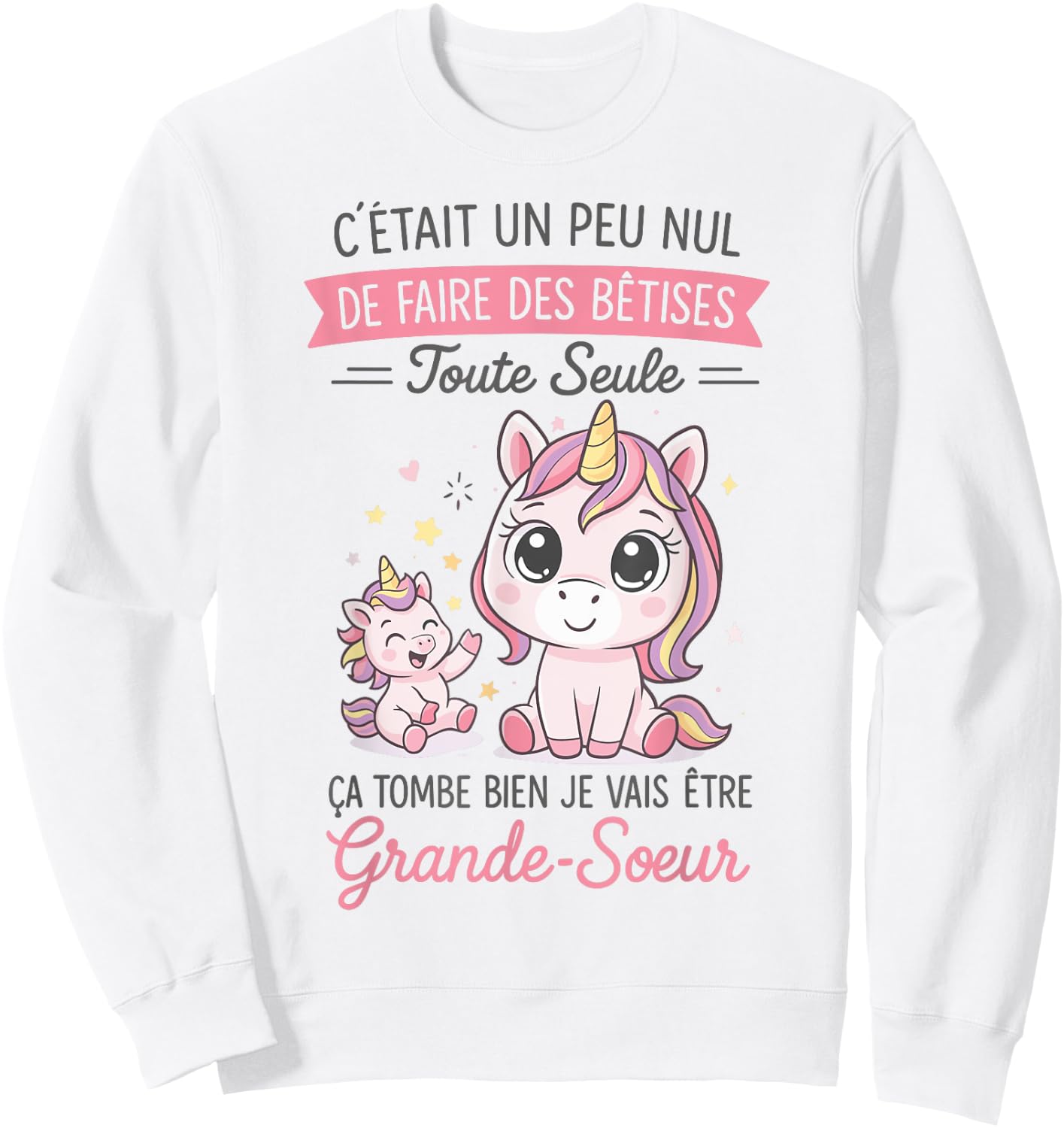 Annonce Grossesse Fille Cadeau Future Grande Sœur Licorne Sweatshirt - Sweatshirt | White