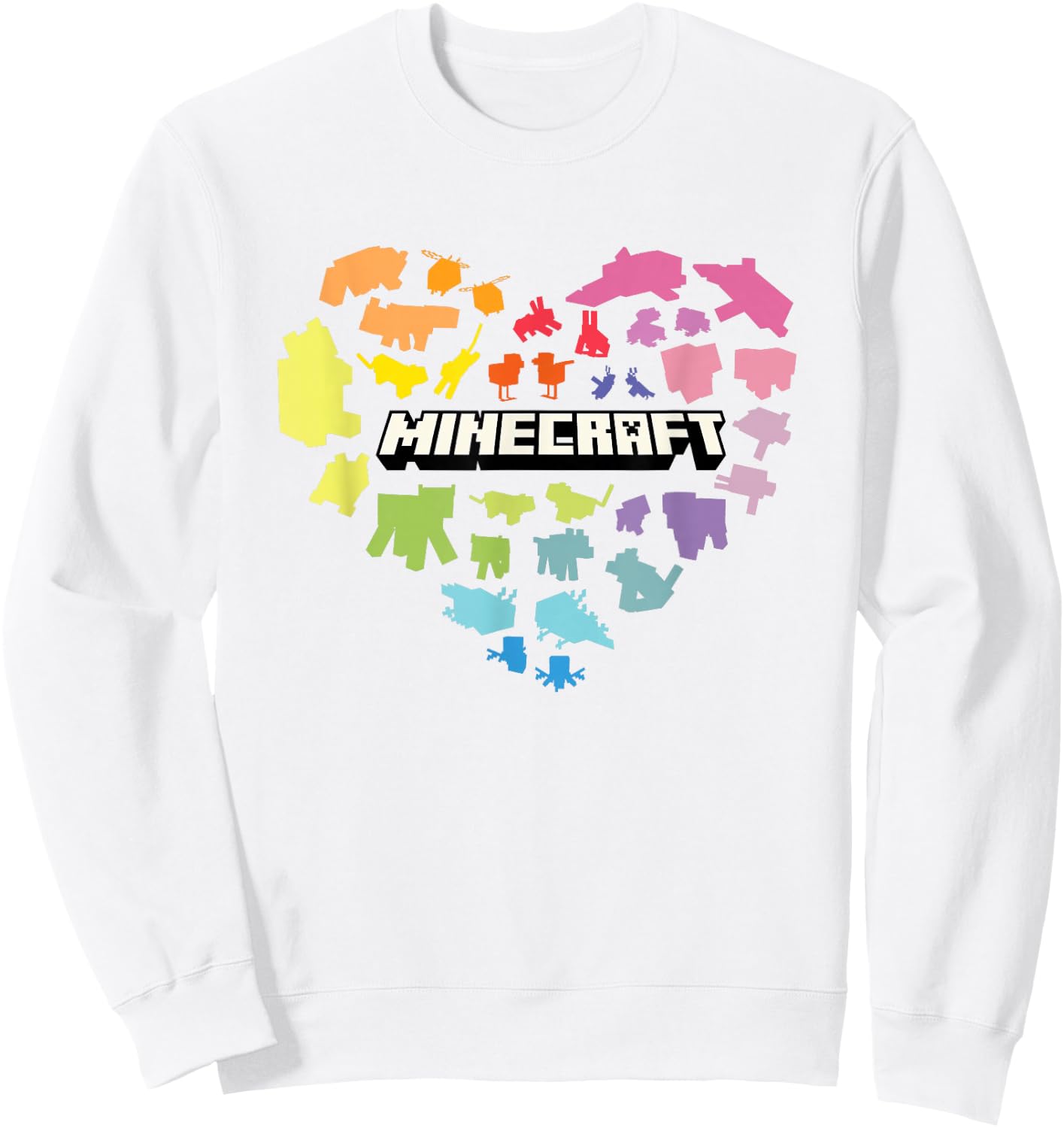 Minecraft Valentine's Day Heart Shaped Rainbow Icons , white, S Sweatshirt - Sweatshirt | White