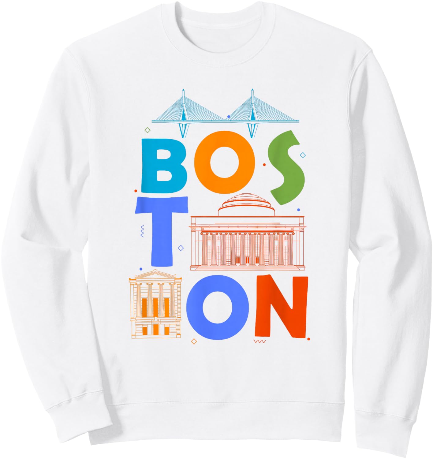 Boston Souvenir Men Massachusetts Skyline Boston Sweatshirt - Sweatshirt | White