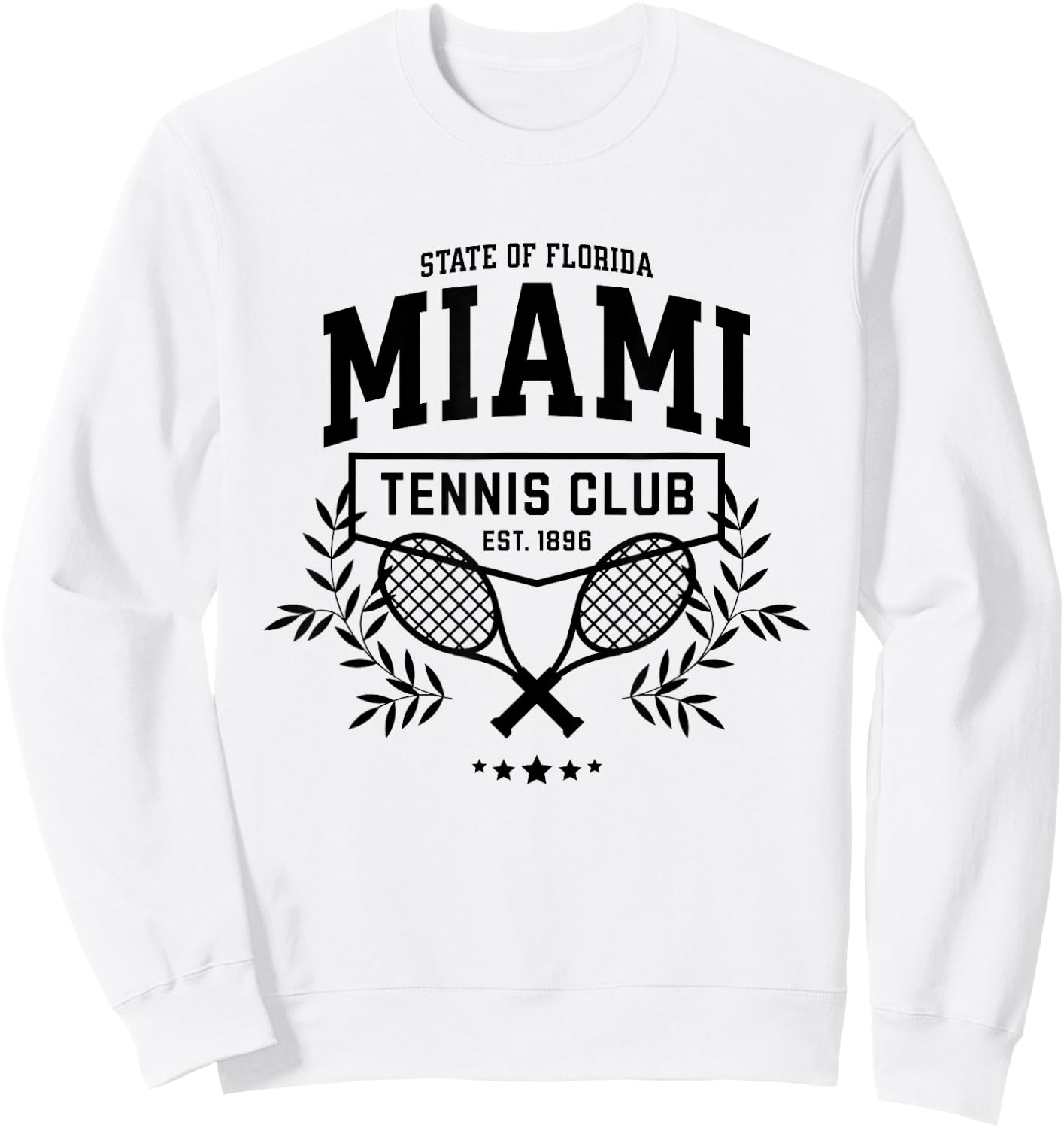 Miami Tennis, Varsity Player Style Graphic Sweatshirt - Sweatshirt | White