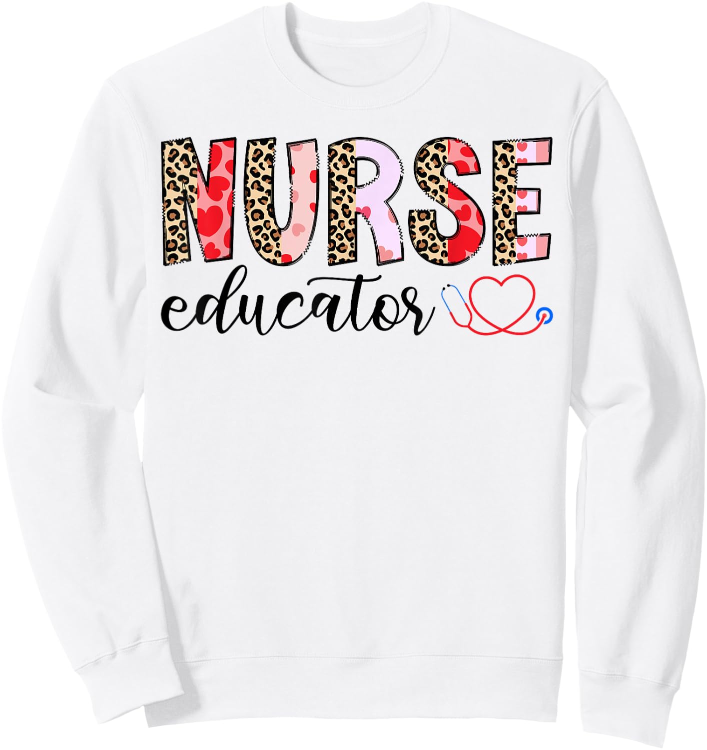 Nurse Educator Leopard Sweatshirt - Sweatshirt | White